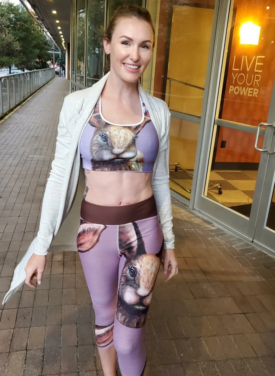 Capri Leggings in Lavender with Bunny