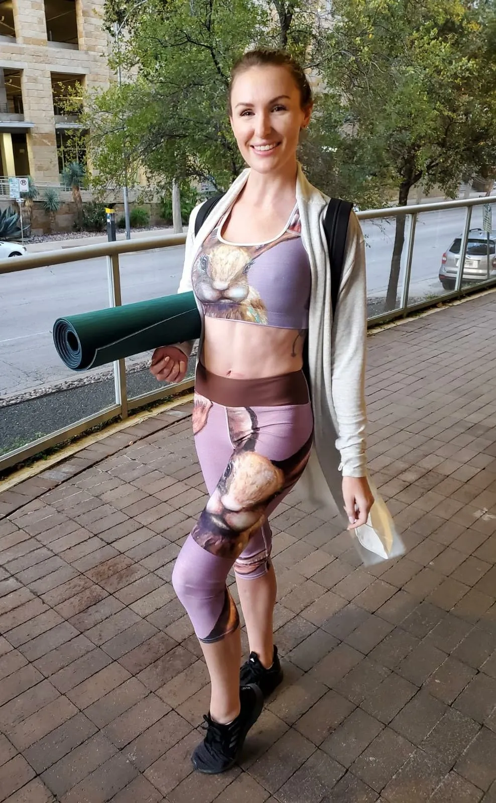 Capri Leggings in Lavender with Bunny