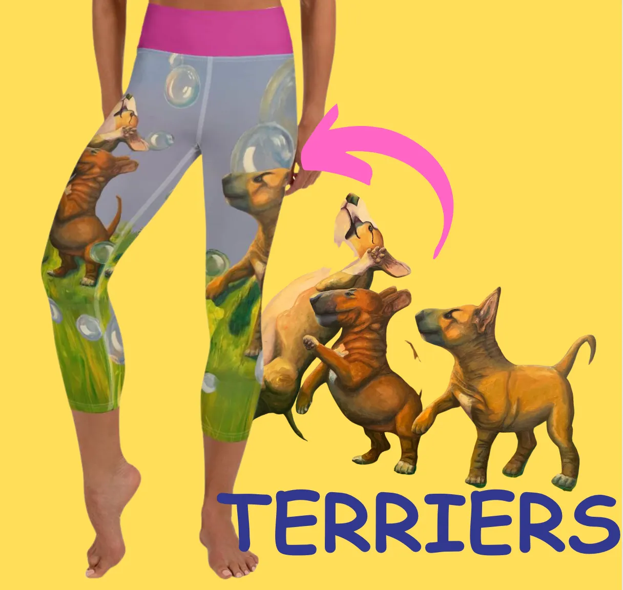 Capri Leggings with  Bull Terriers "Bubbles"
