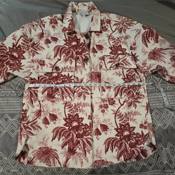 Cara Cara Chloe Jacket Jacoben Toile Maroon Floral Corduroy Style Size Large