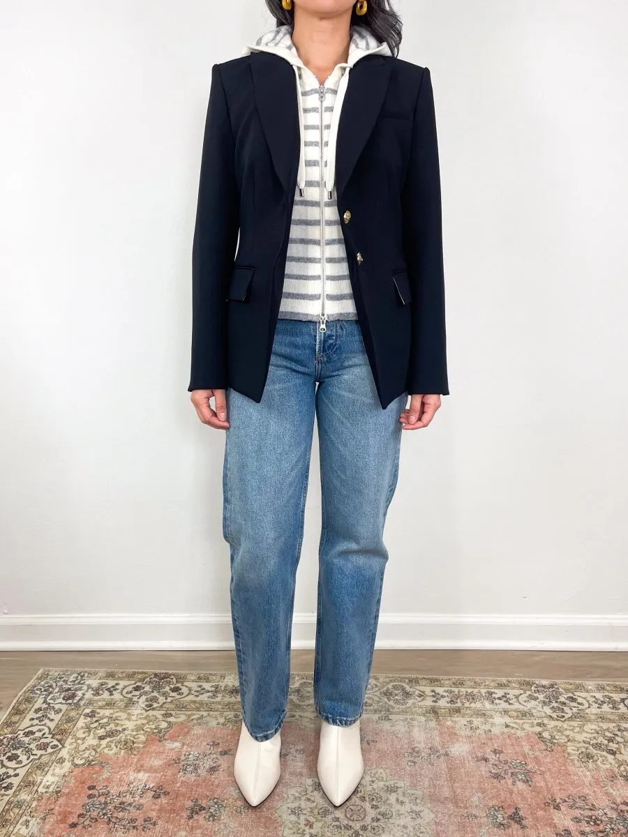 Cashmere Hoodie Dickey in Ivory Heather Grey