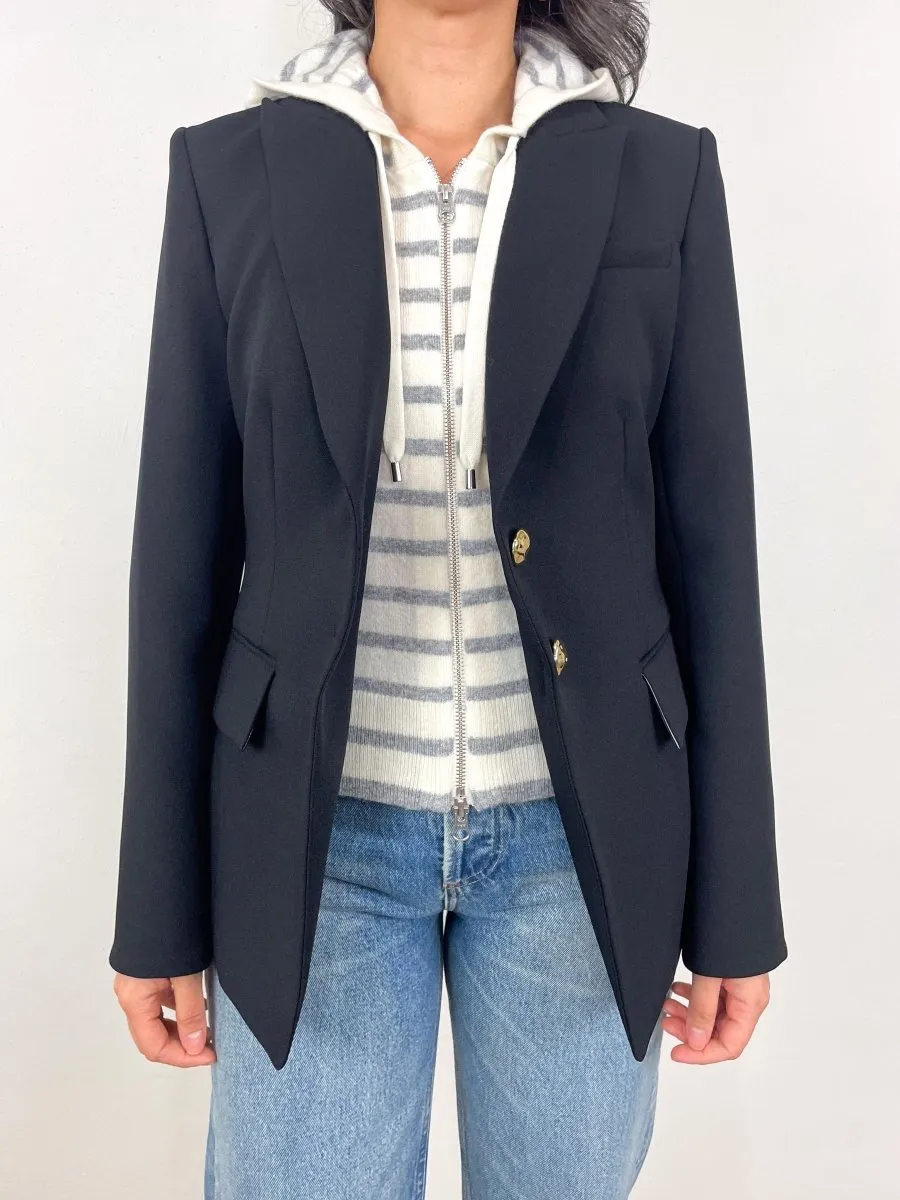 Cashmere Hoodie Dickey in Ivory Heather Grey