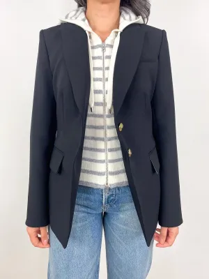 Cashmere Hoodie Dickey in Ivory Heather Grey