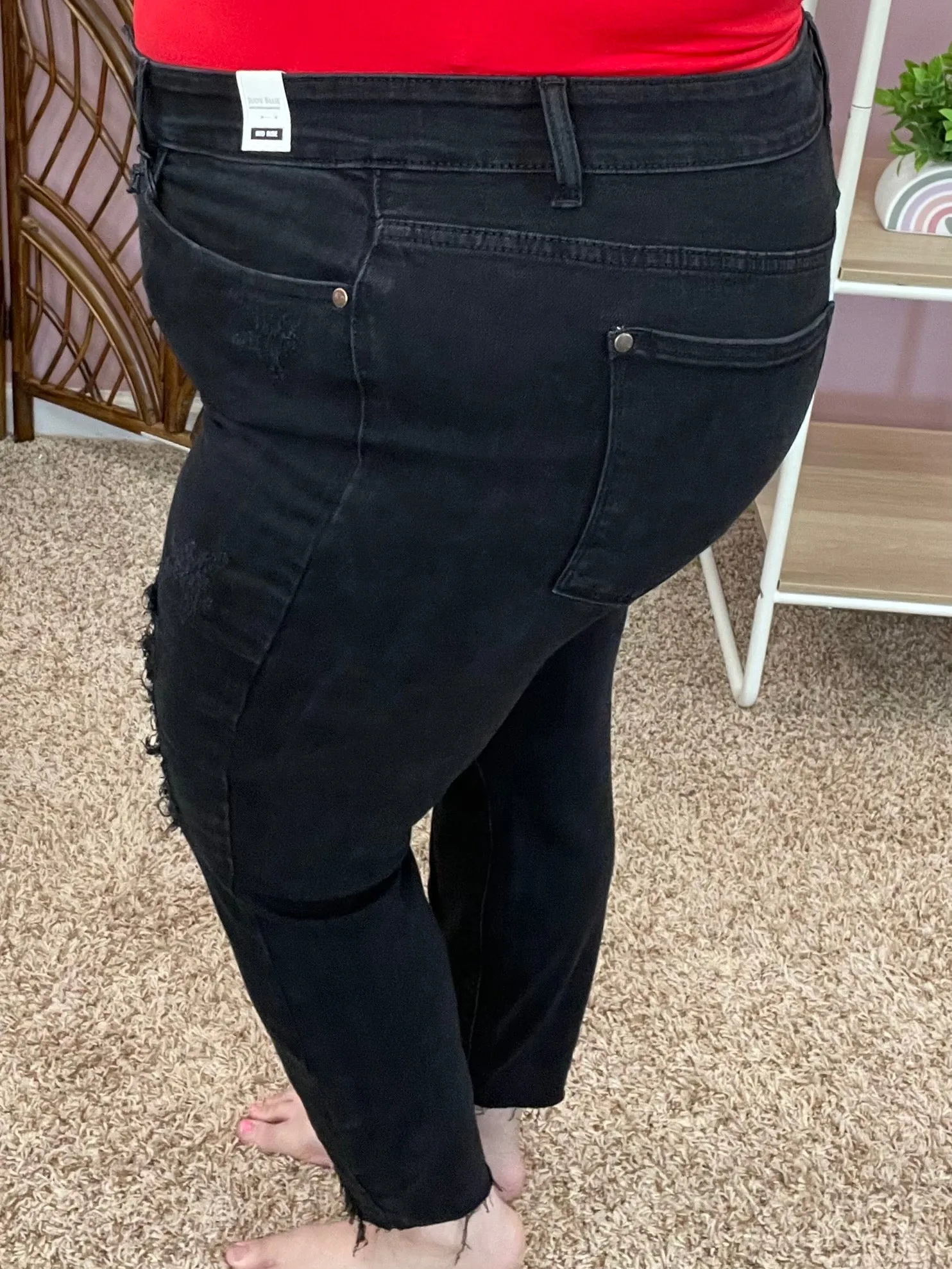 Cat’s Meow Animal Patch Black Denim - Judy Blue