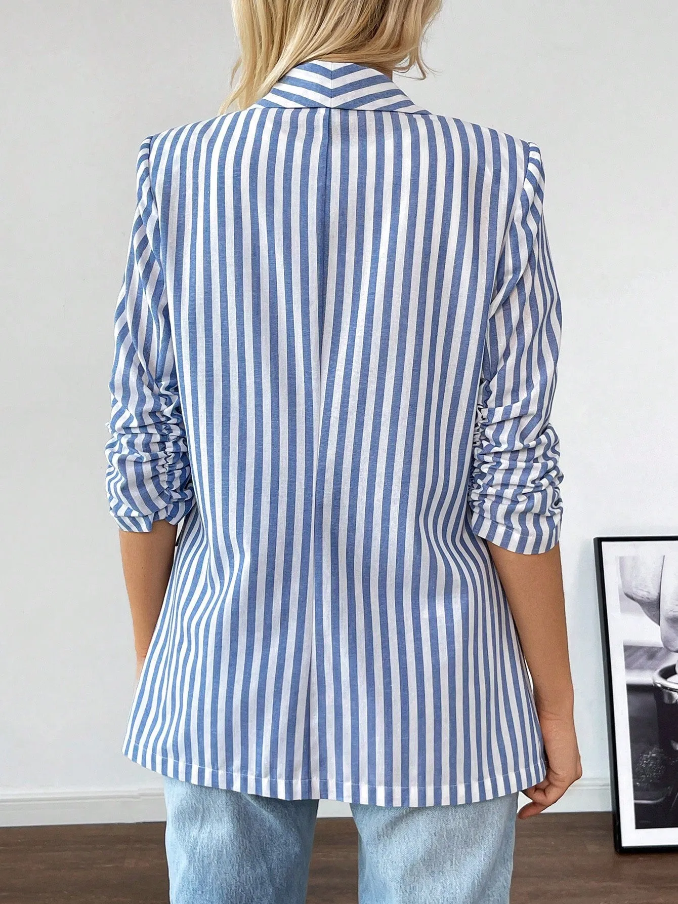 Chaqueta de Lino Rayas Azul y Blanco