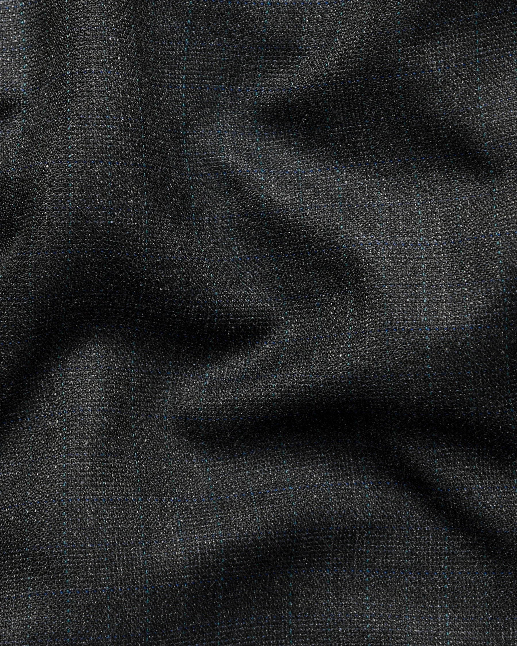 Charcoal Slubbed Wool Rich Double Breasted Blazer