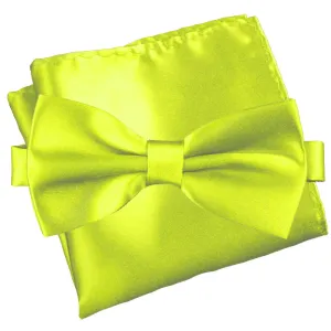 Chartreuse Green [Silky Smooth] - Bow Tie and Pocket Square Matching Set
