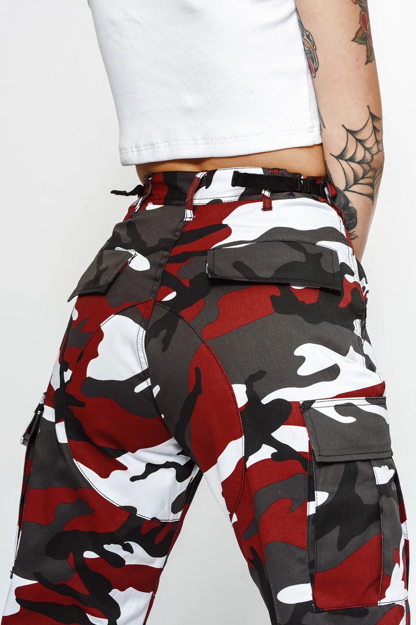 Cherry Red Camo Cargo Pants