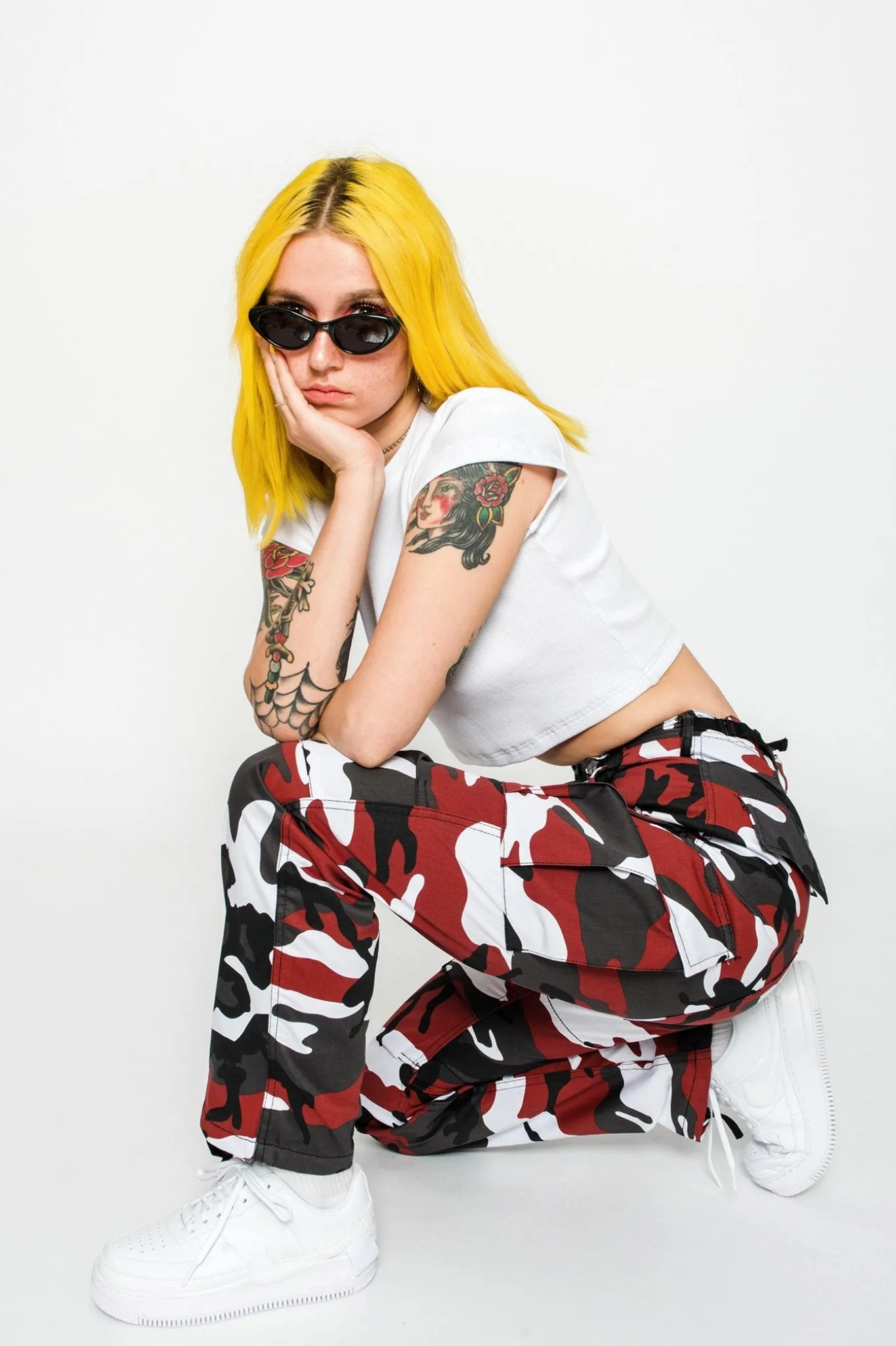 Cherry Red Camo Cargo Pants