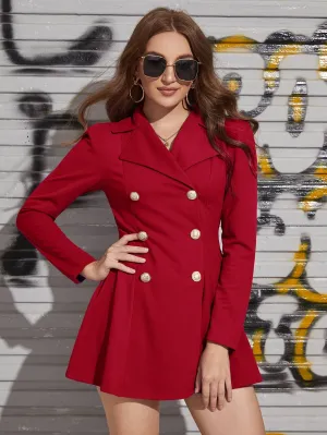 Cherry Vibes Vestido Blazer con Botones de Cuello V