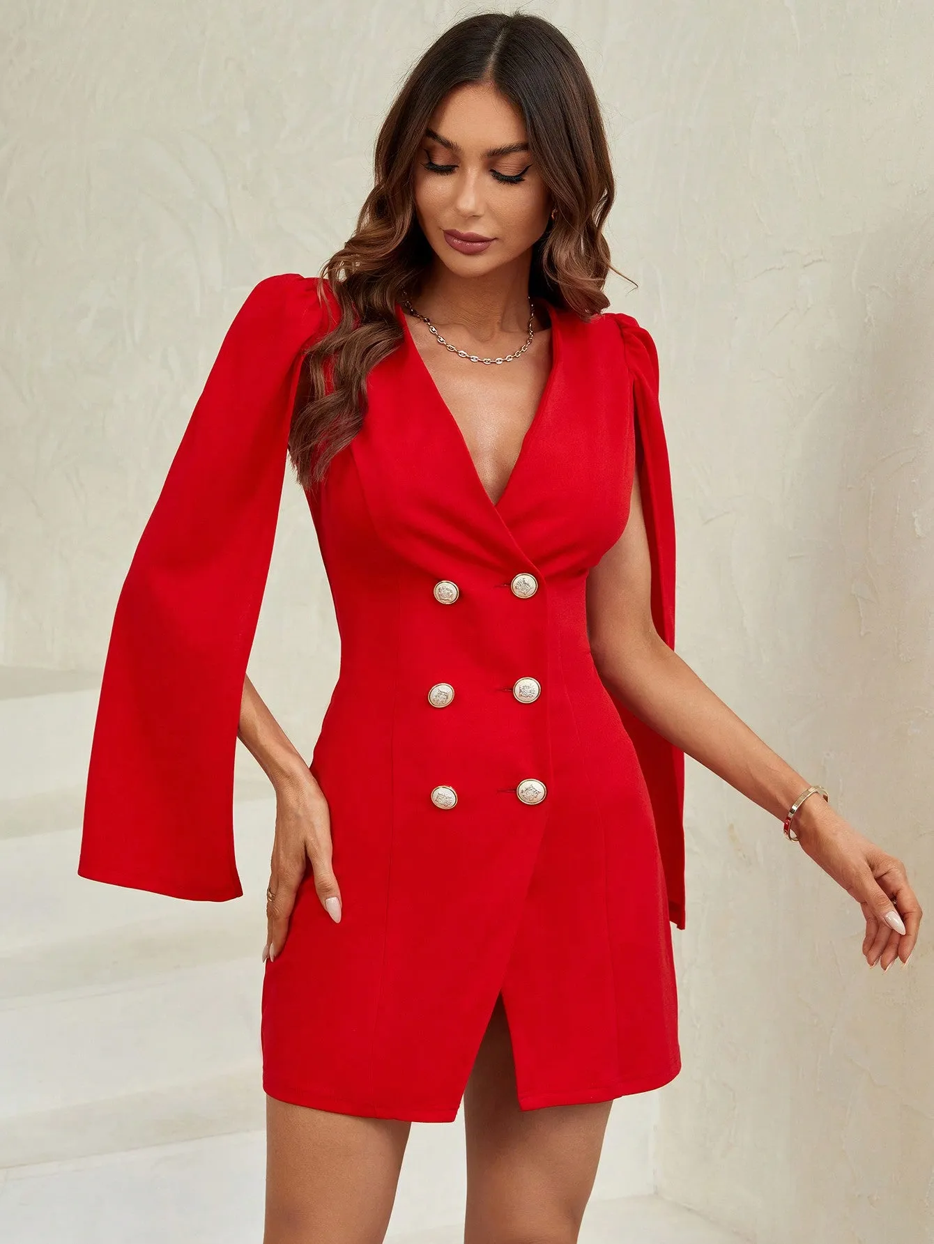 Cherry Vibes: Vestido Blazer Doble Botonadura en