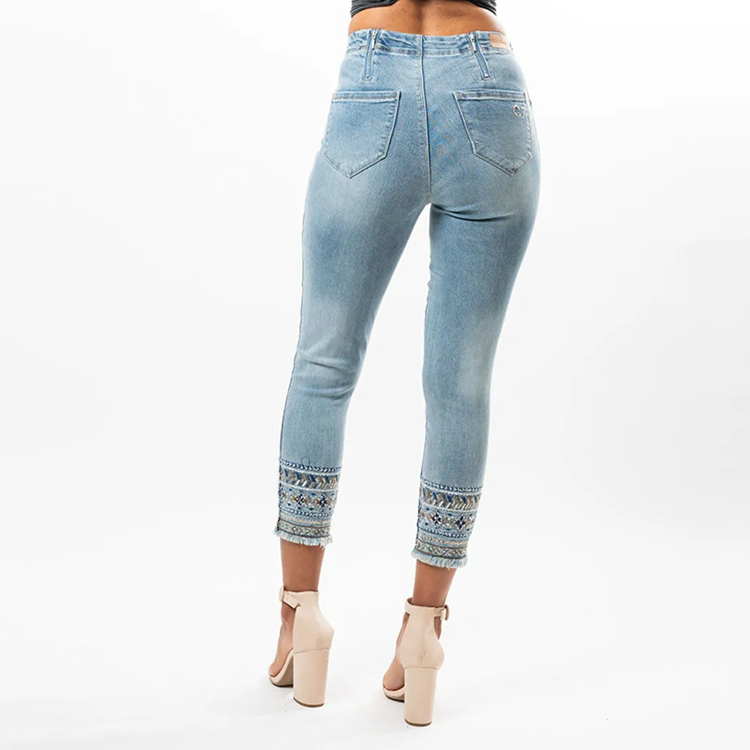 Chevron Beaded Hem Capris