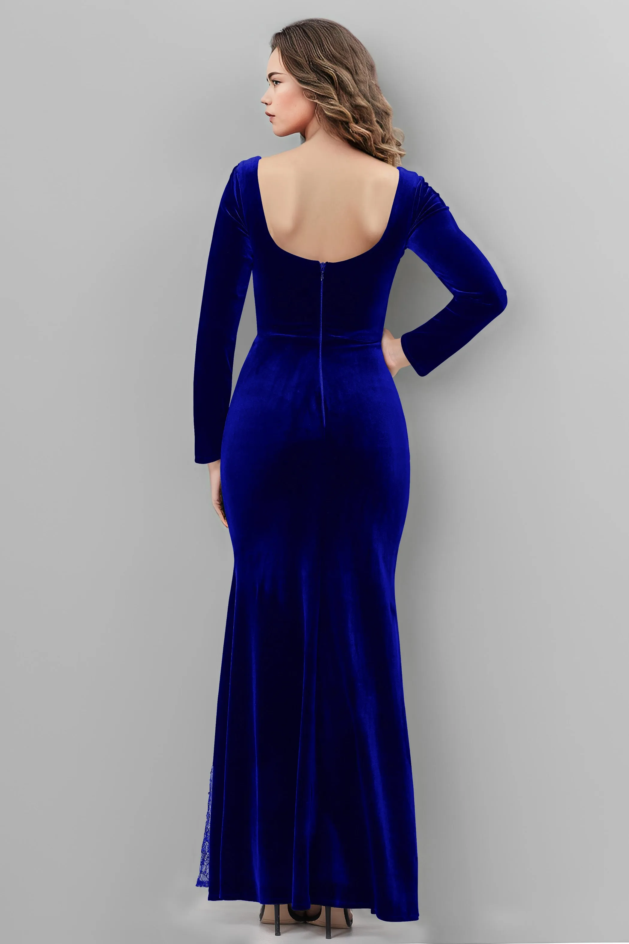 Chic Patchwork Sequin Lace Sweetheart Velvet Bridesmaid Dresses