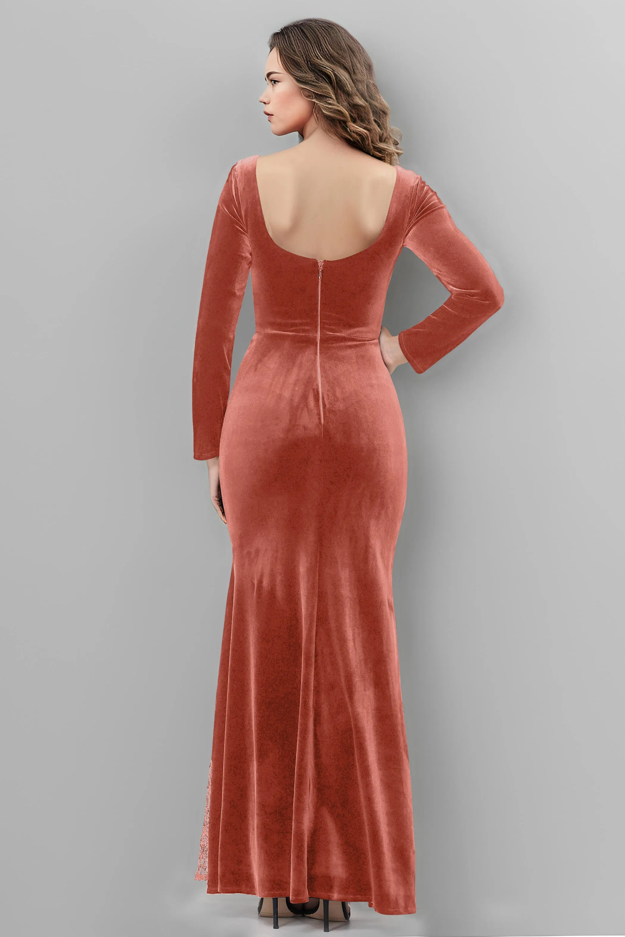 Chic Patchwork Sequin Lace Sweetheart Velvet Bridesmaid Dresses
