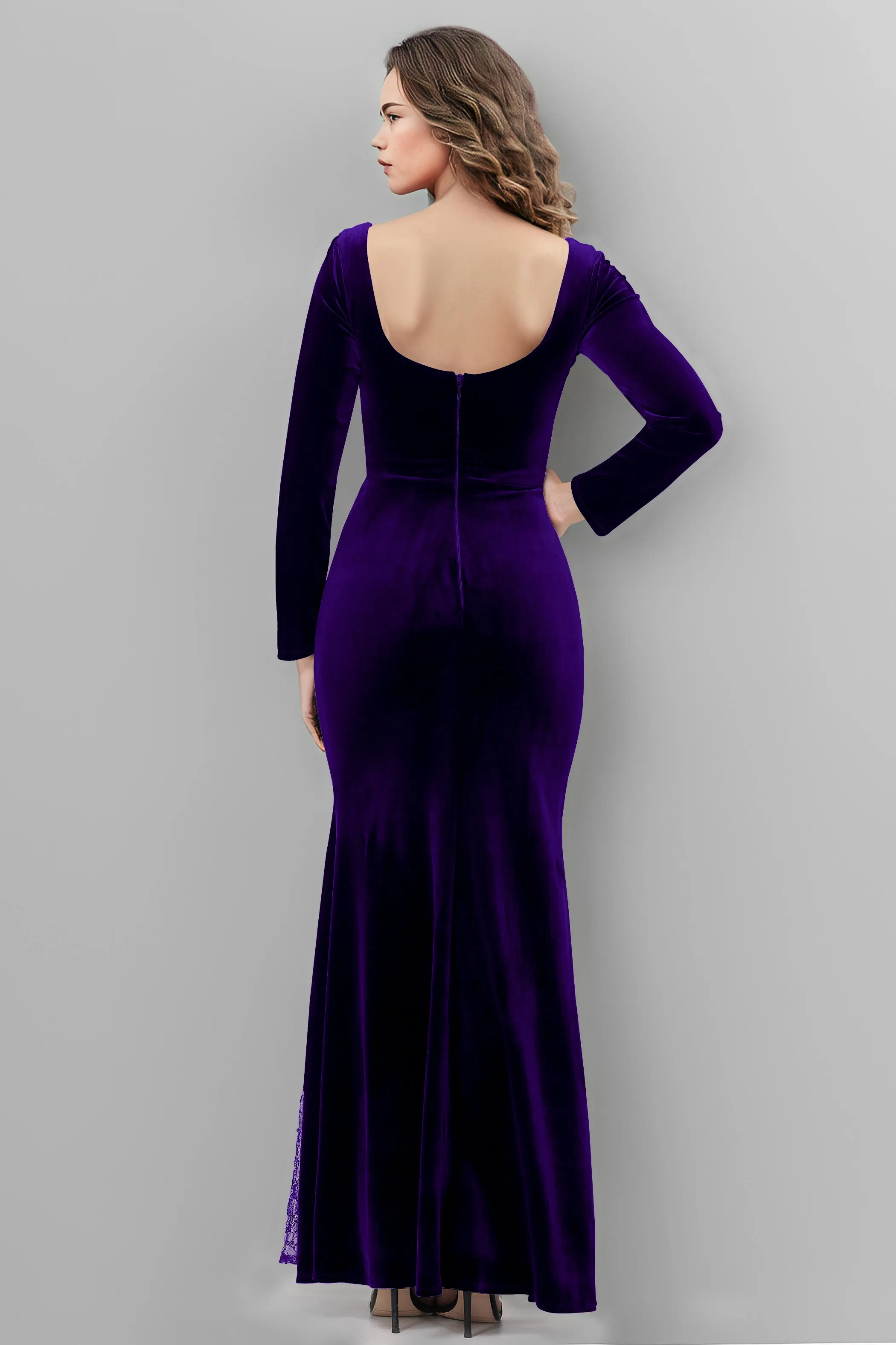 Chic Patchwork Sequin Lace Sweetheart Velvet Bridesmaid Dresses