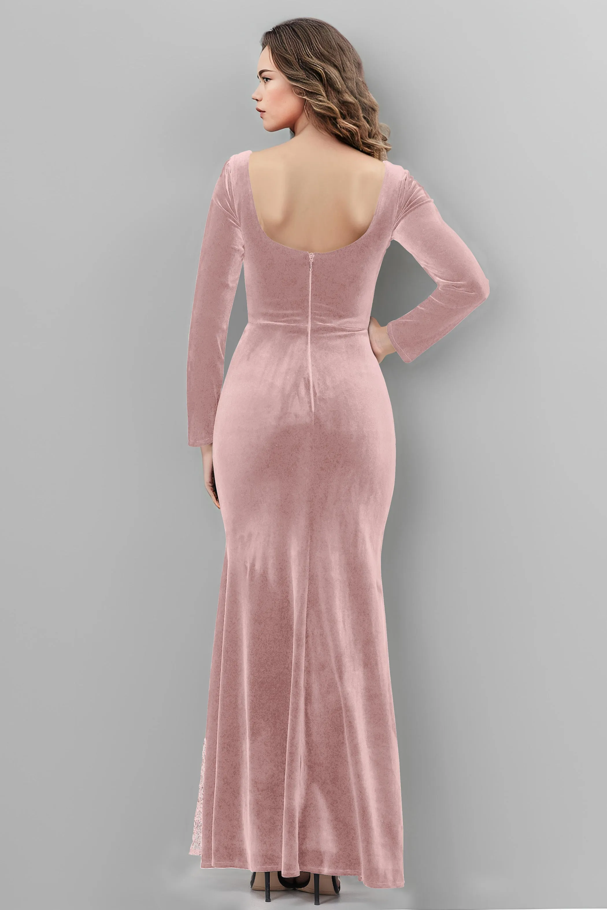 Chic Patchwork Sequin Lace Sweetheart Velvet Bridesmaid Dresses
