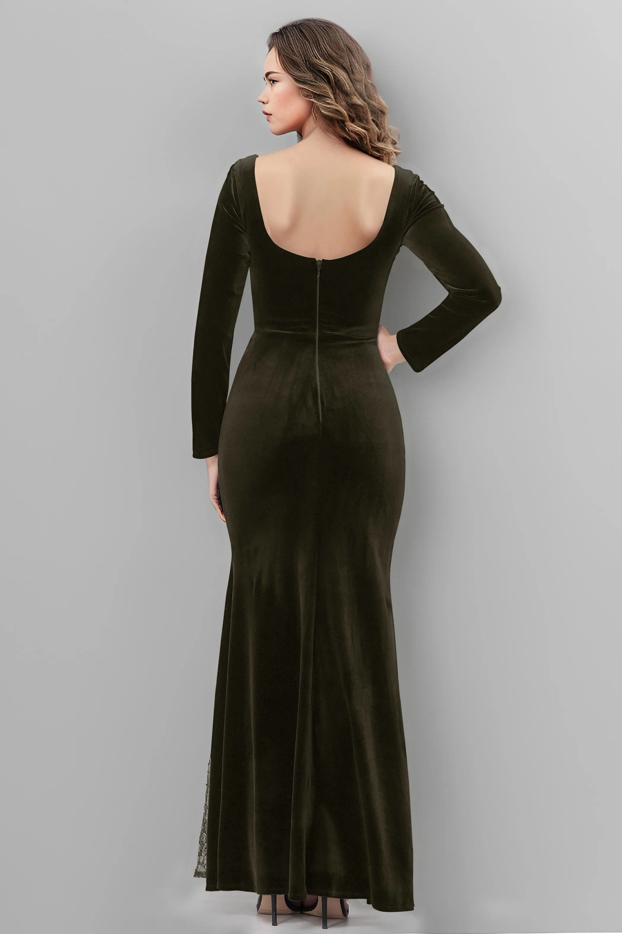 Chic Patchwork Sequin Lace Sweetheart Velvet Bridesmaid Dresses