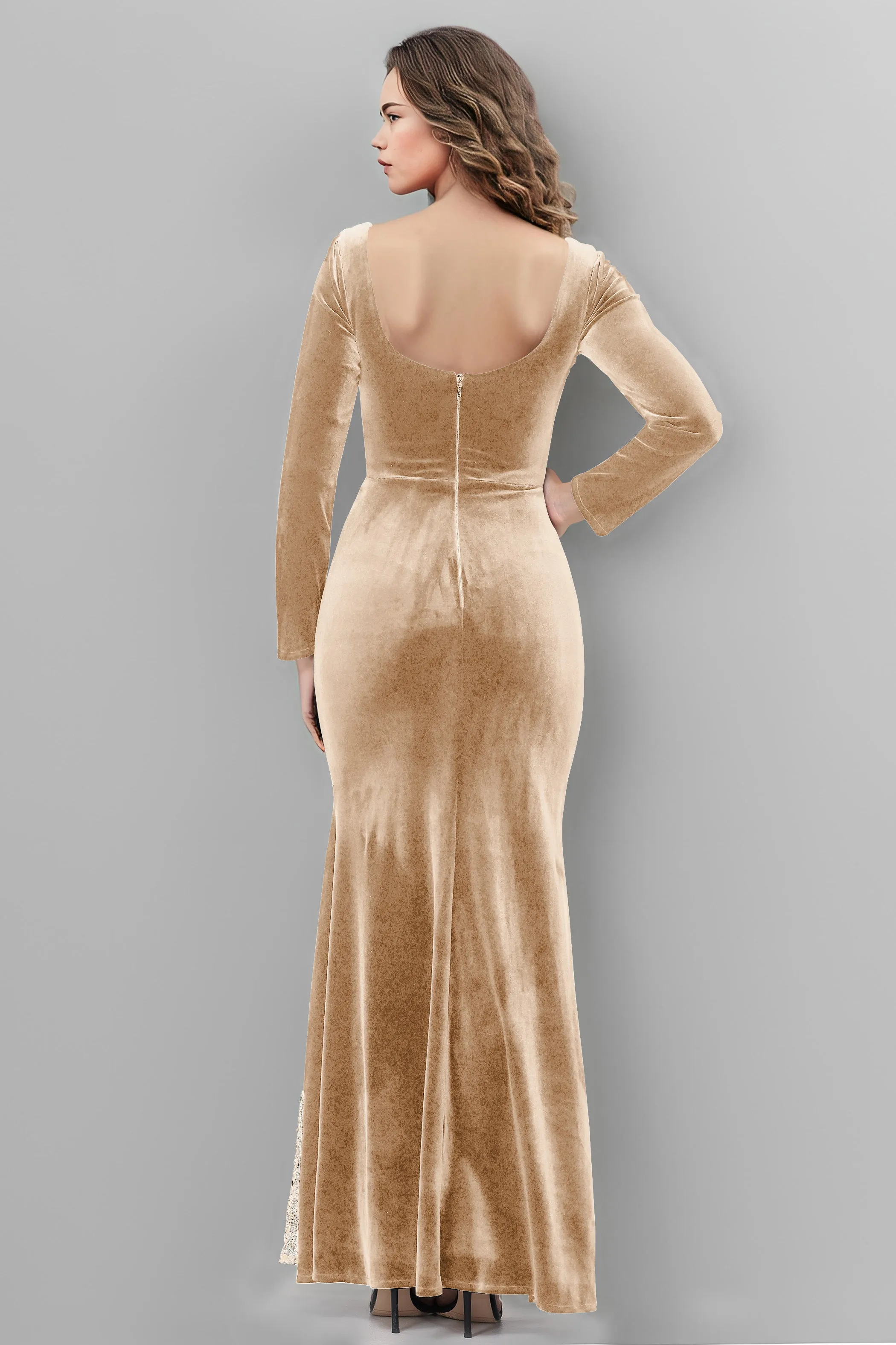 Chic Patchwork Sequin Lace Sweetheart Velvet Bridesmaid Dresses