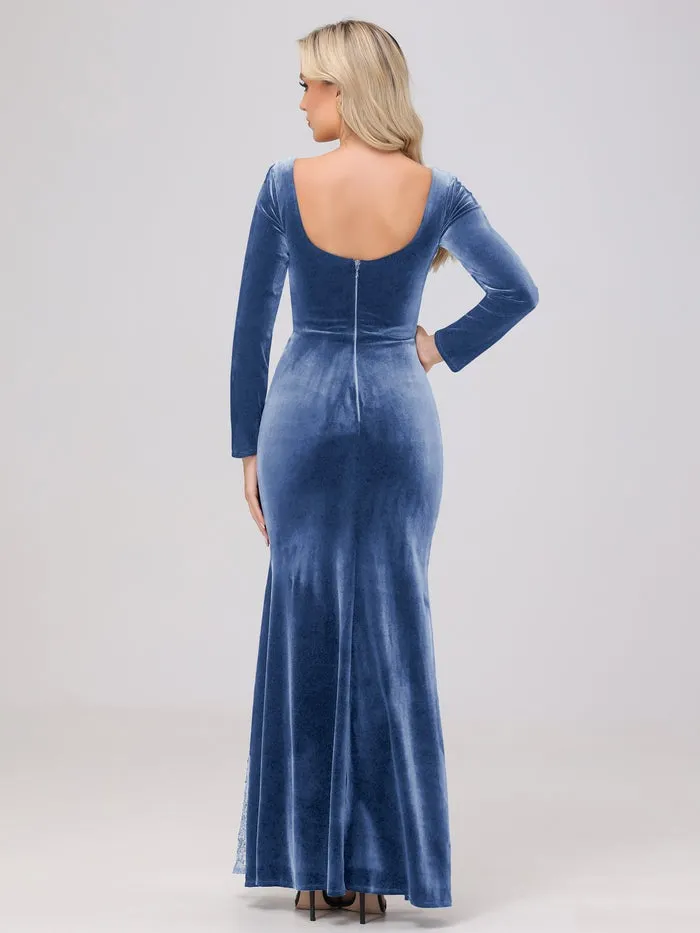 Chic Patchwork Sequin Lace Sweetheart Velvet Bridesmaid Dresses