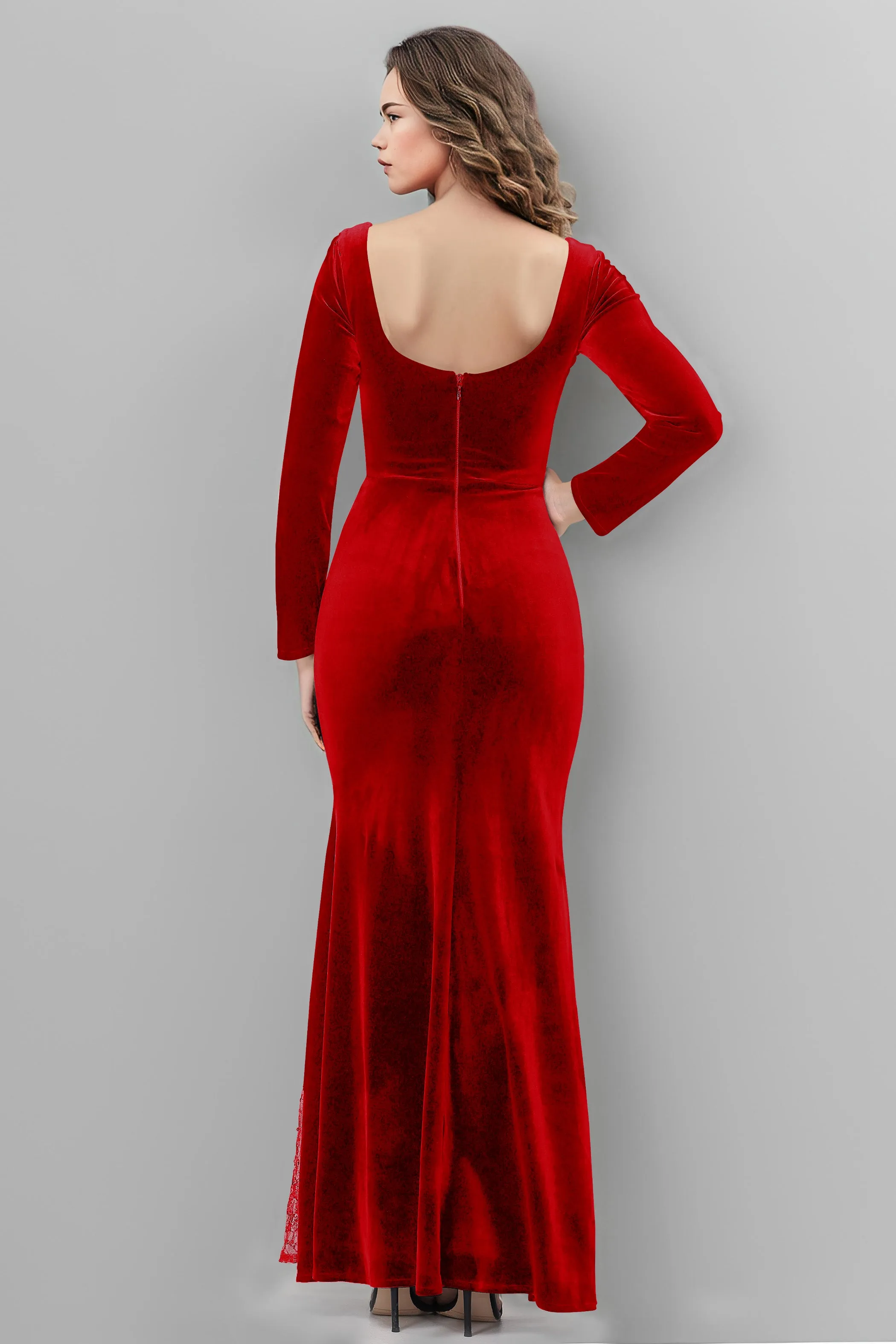Chic Patchwork Sequin Lace Sweetheart Velvet Bridesmaid Dresses