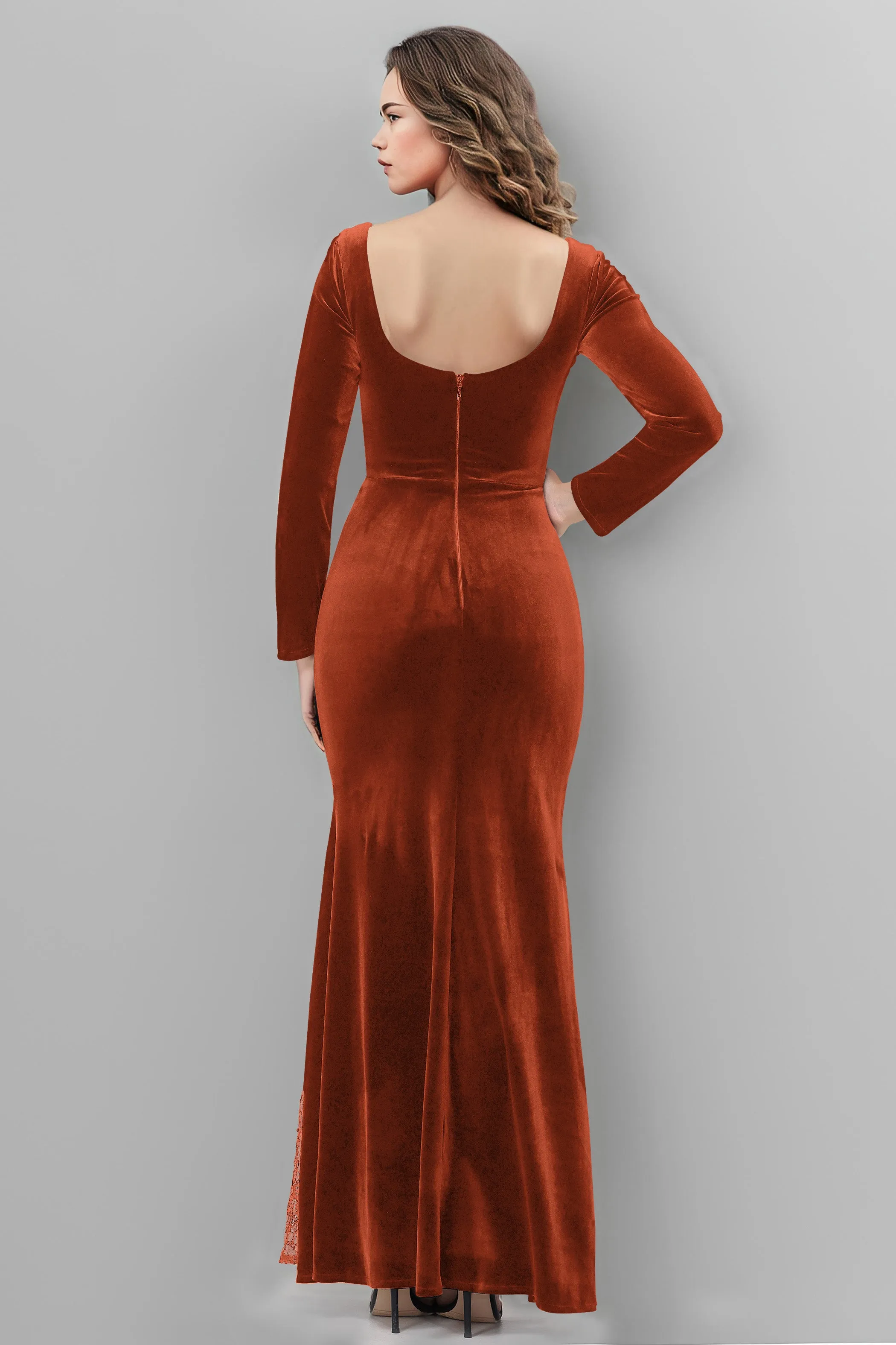 Chic Patchwork Sequin Lace Sweetheart Velvet Bridesmaid Dresses