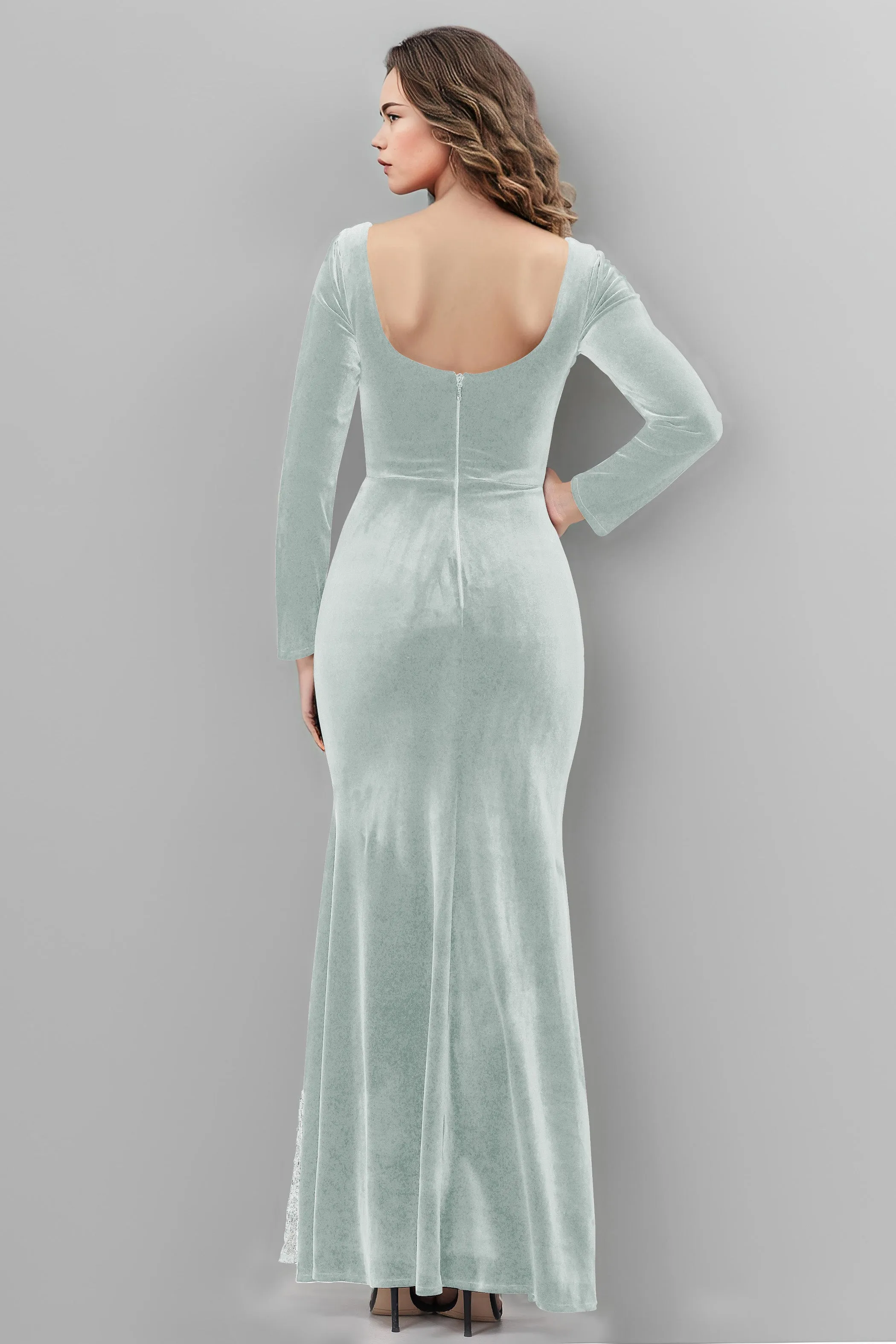 Chic Patchwork Sequin Lace Sweetheart Velvet Bridesmaid Dresses