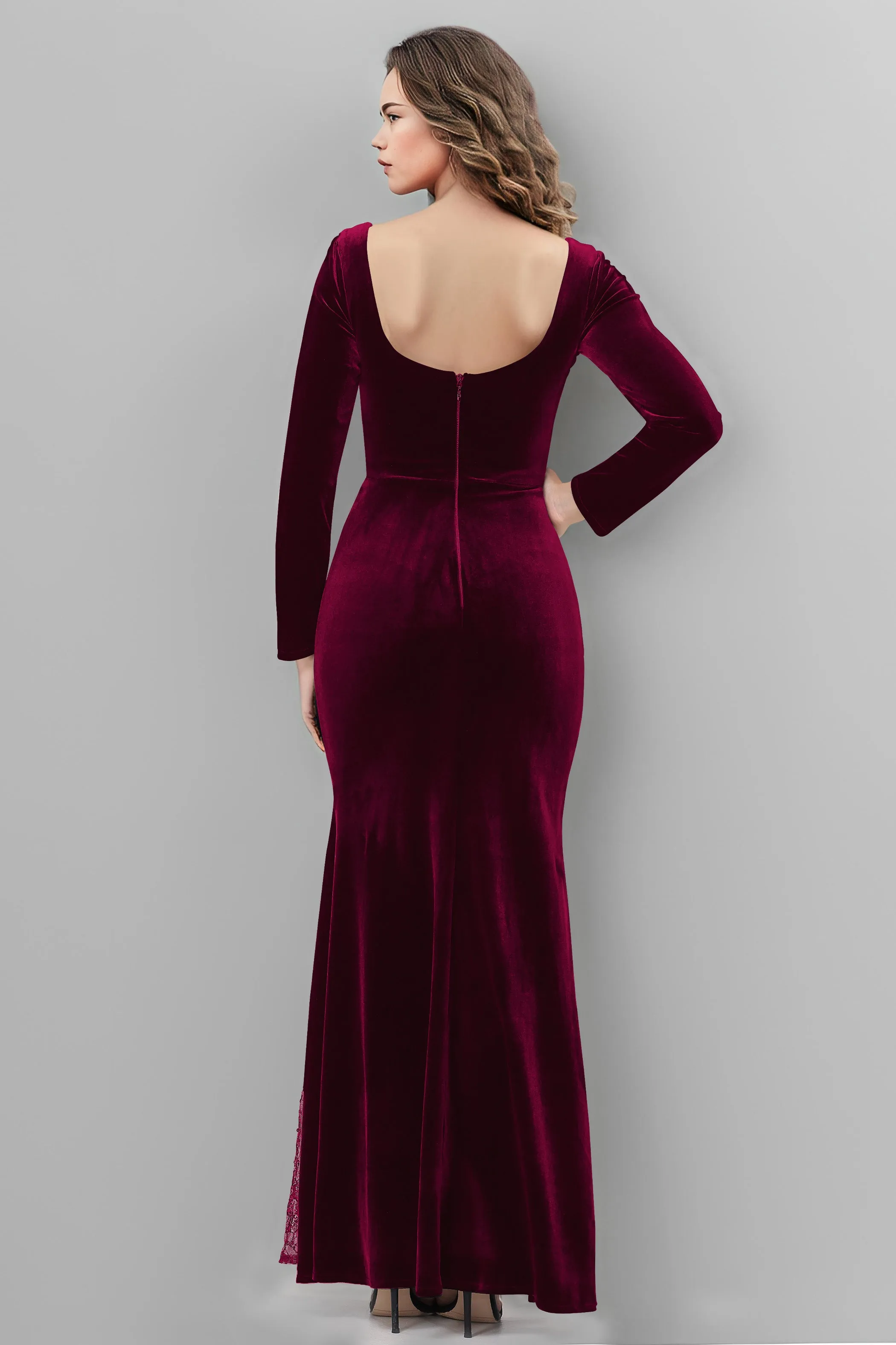 Chic Patchwork Sequin Lace Sweetheart Velvet Bridesmaid Dresses