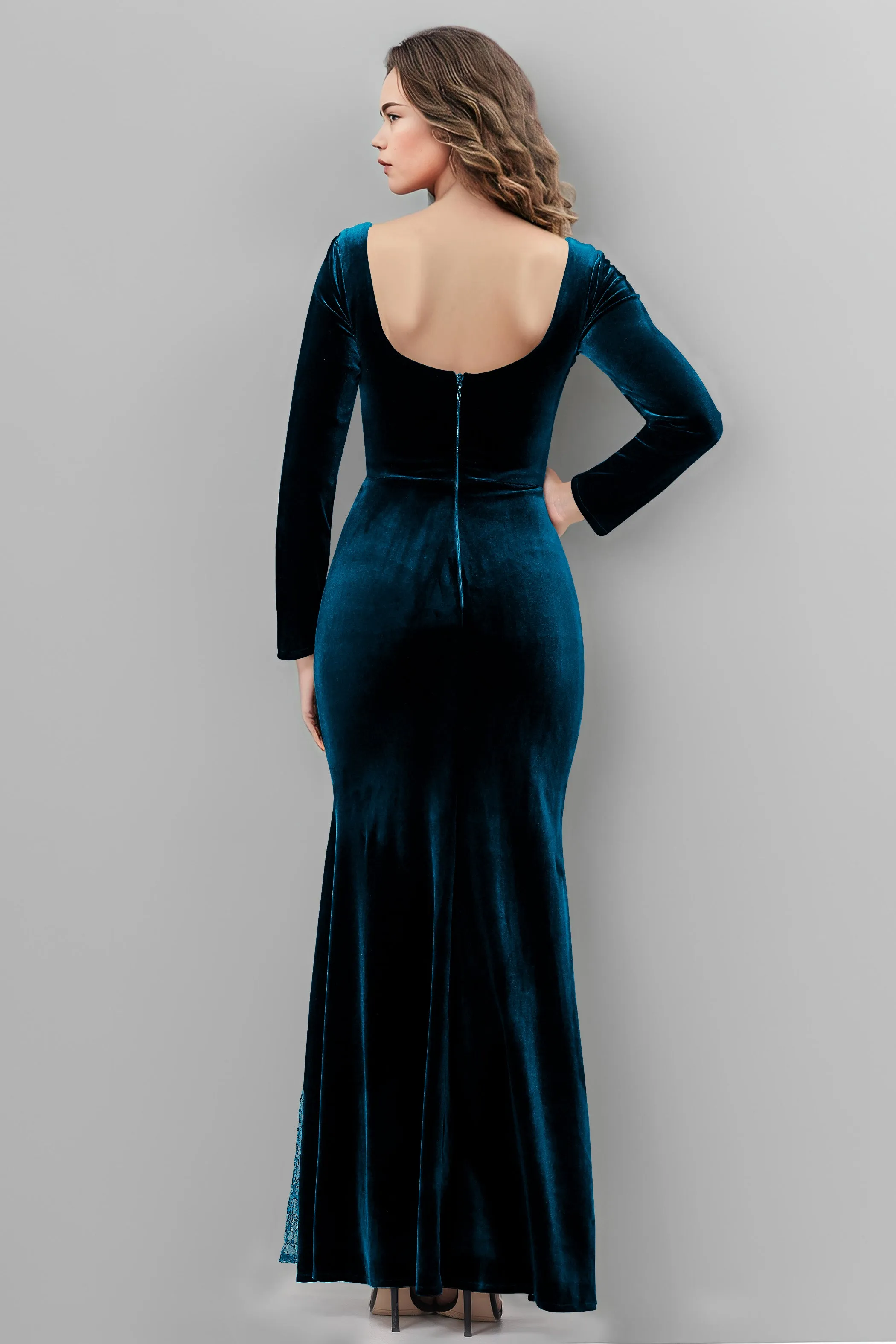 Chic Patchwork Sequin Lace Sweetheart Velvet Bridesmaid Dresses