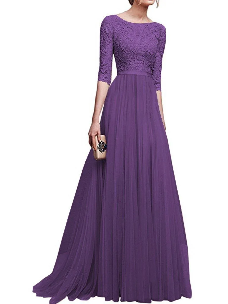 Chiffon Lace Evening Long Dresses