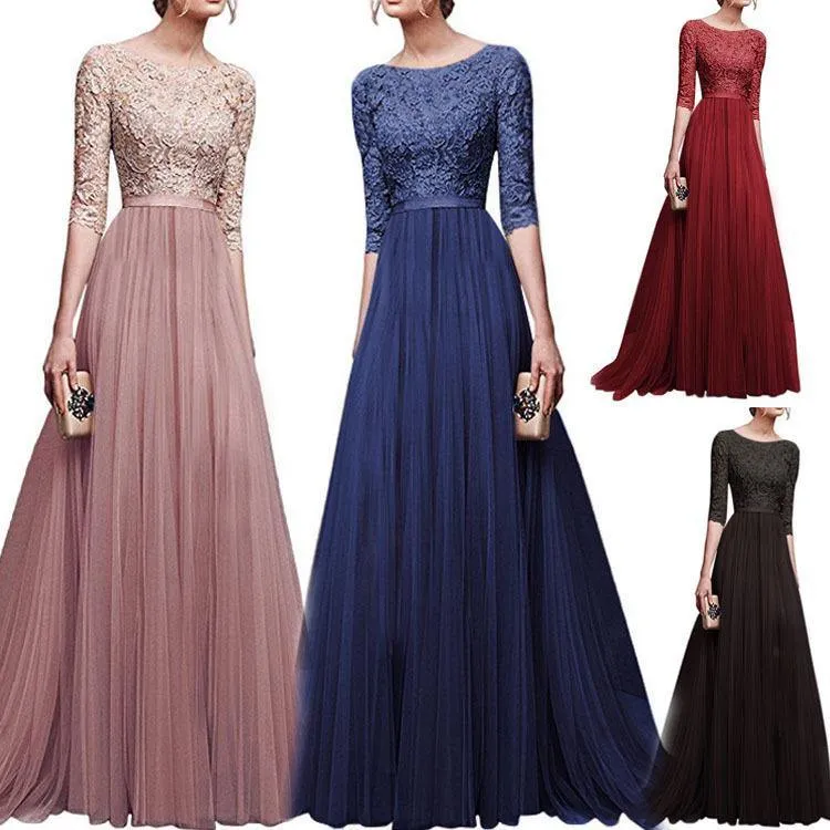 Chiffon Lace Evening Long Dresses
