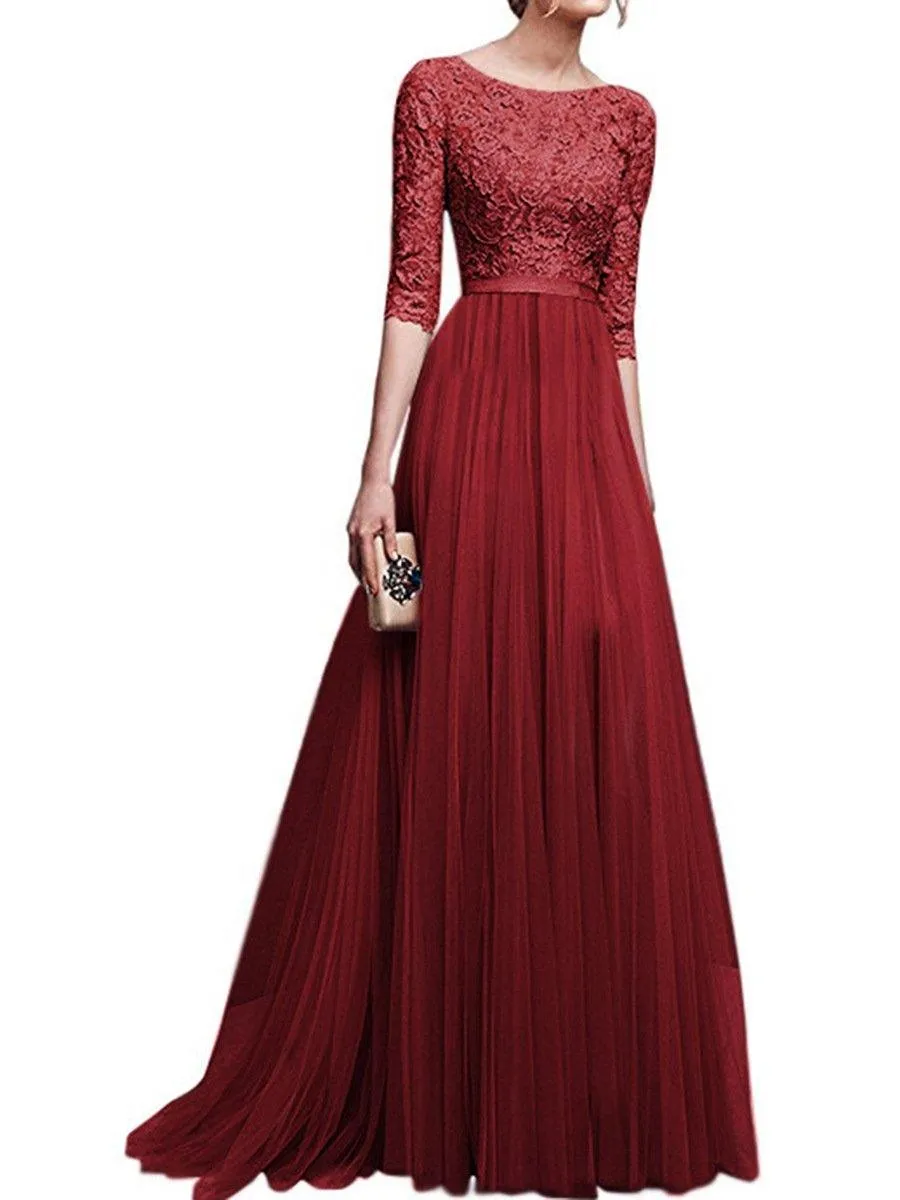 Chiffon Lace Evening Long Dresses