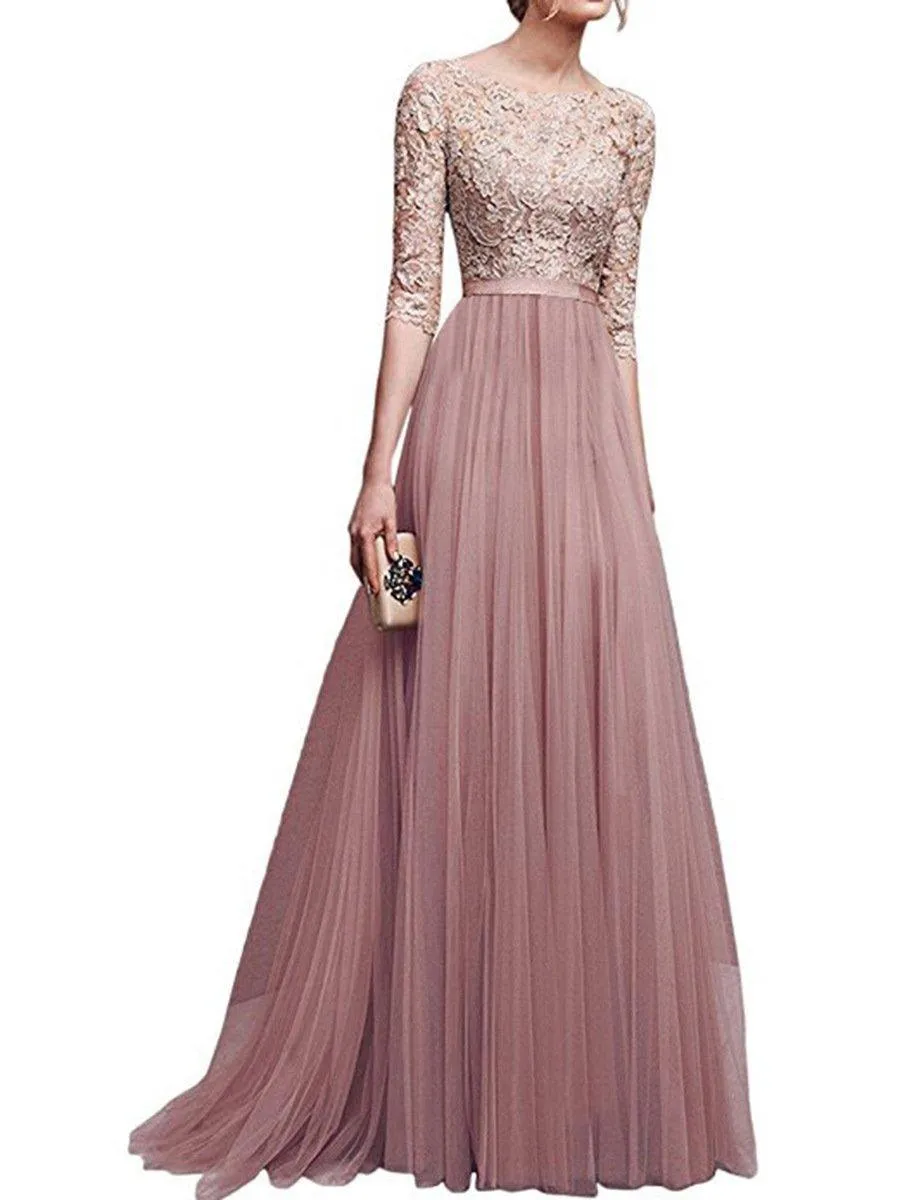 Chiffon Lace Evening Long Dresses