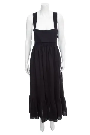 Chloe Black Linen Sleeveless Maxi Dress SZ 44