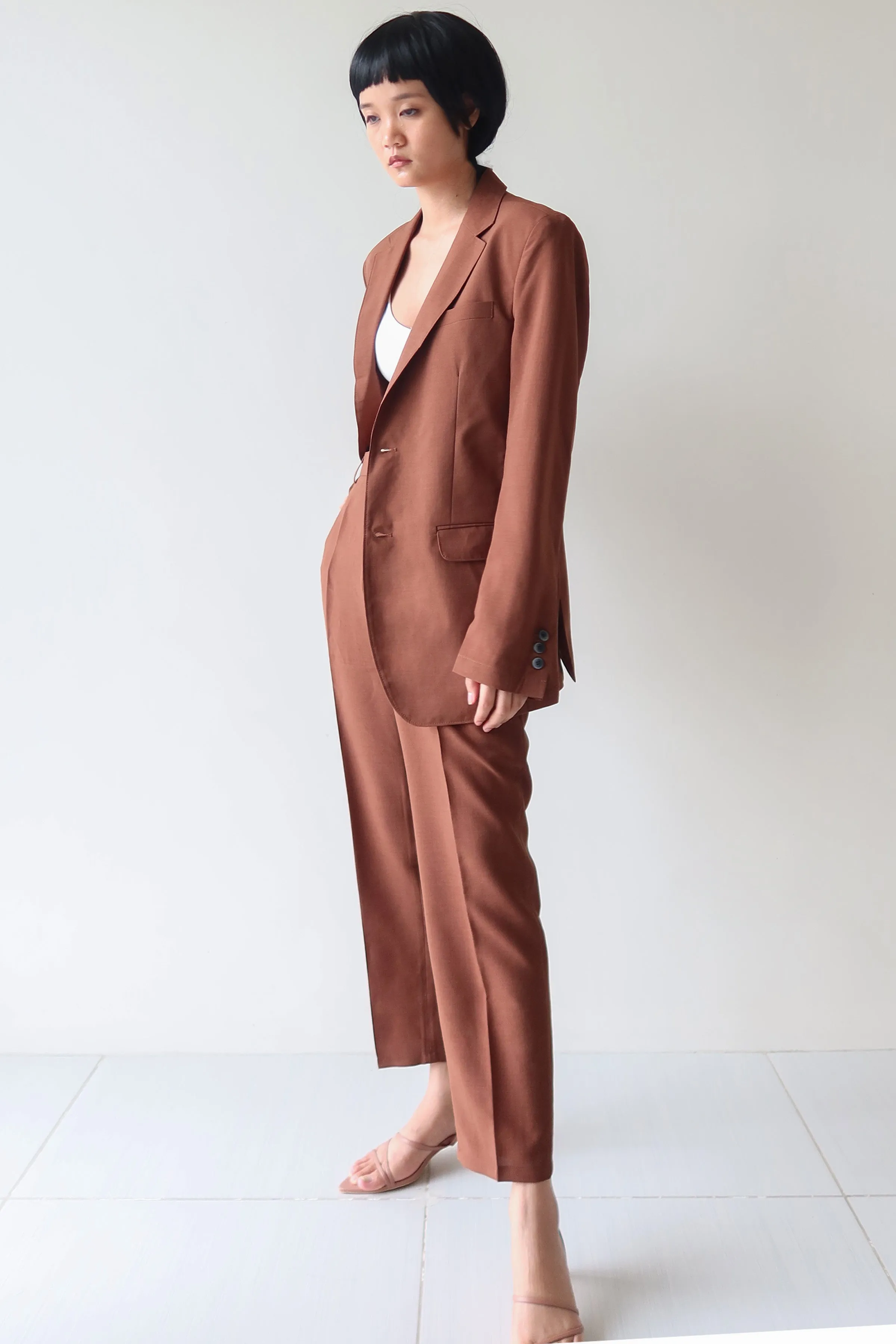 Chocolate Single Breasted Suit Set