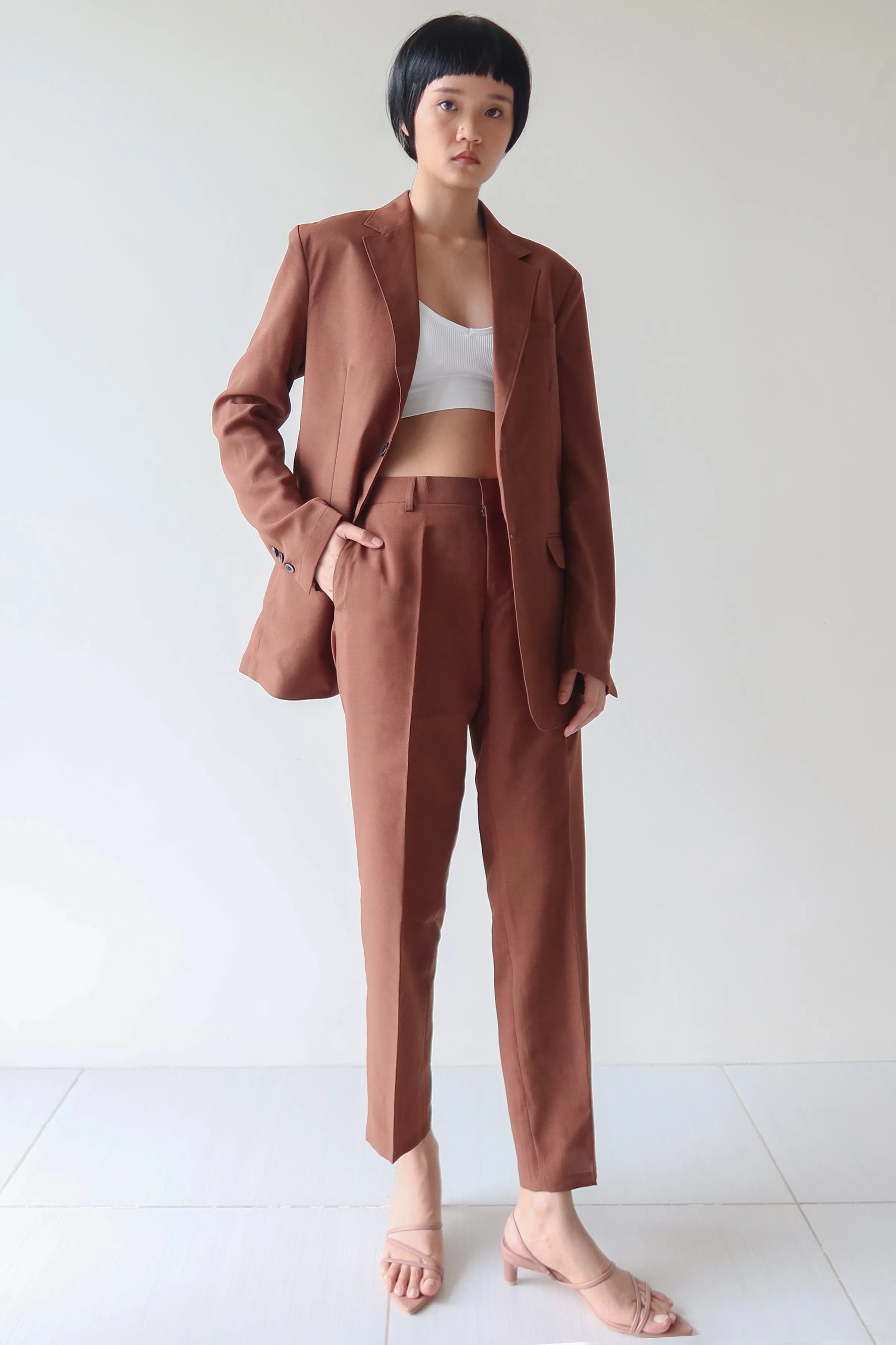 Chocolate Single Breasted Suit Set