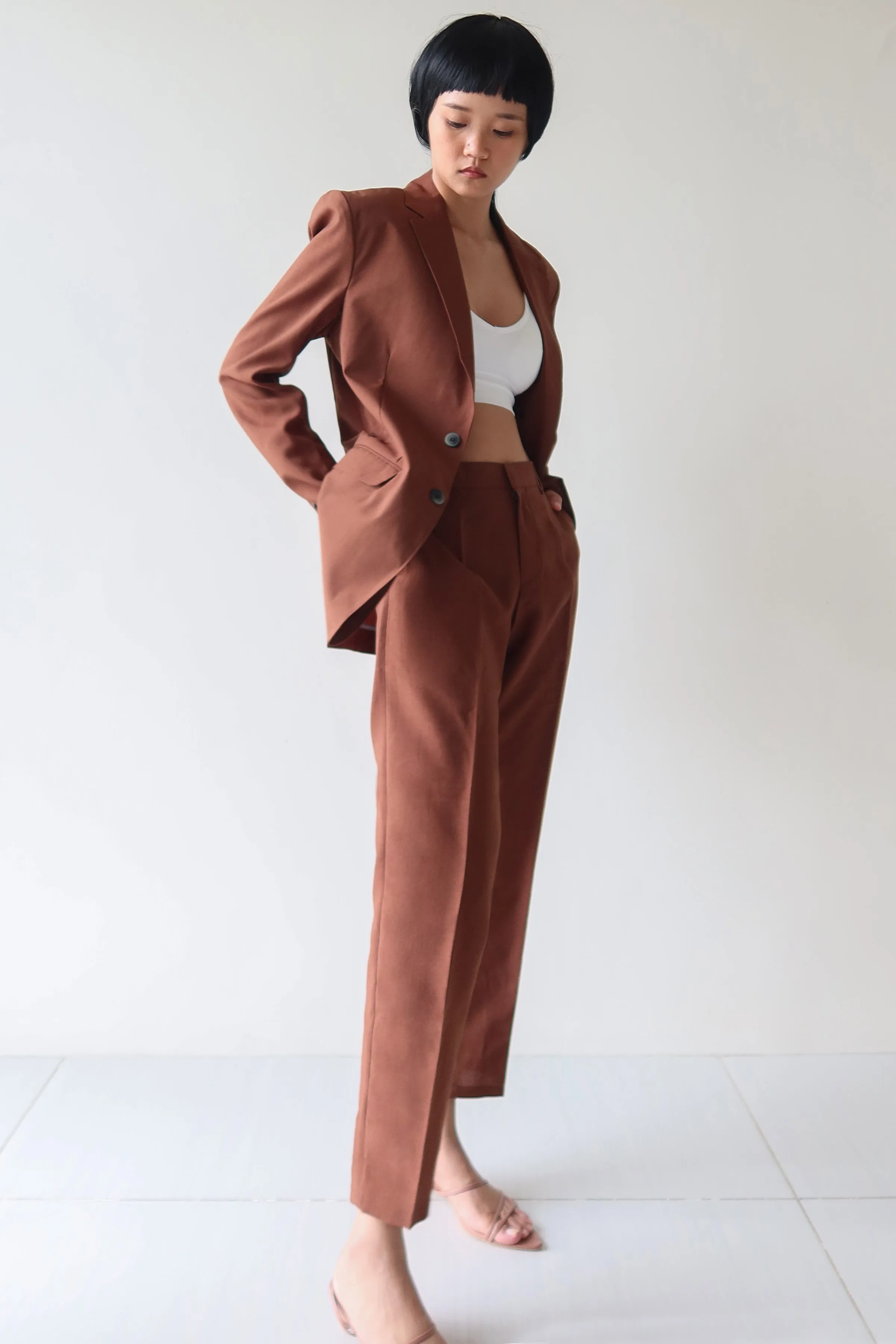 Chocolate Single Breasted Suit Set