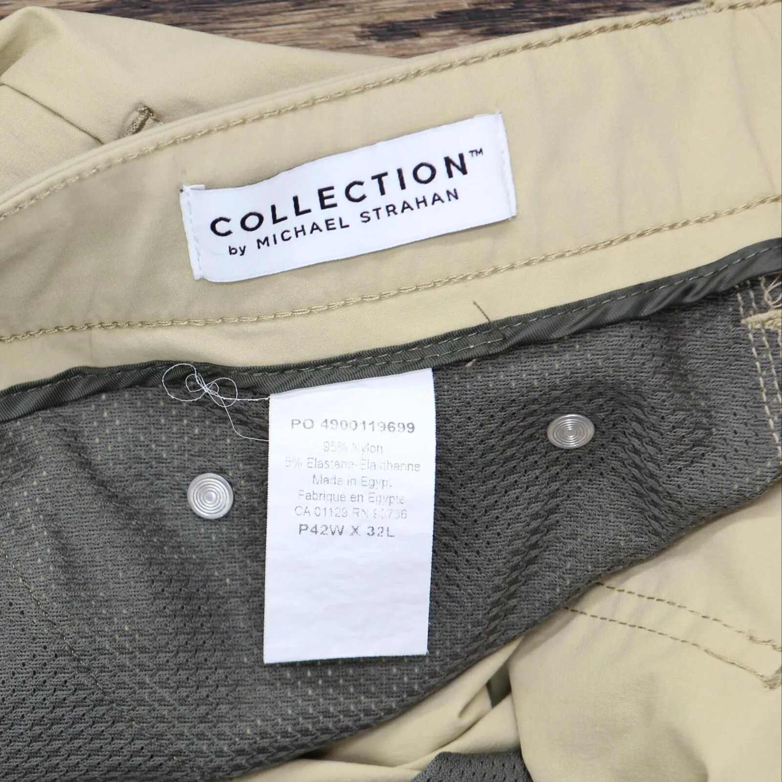 Collection by Michael Strahan Mens Stretch Khaki Pants Brown 42x32