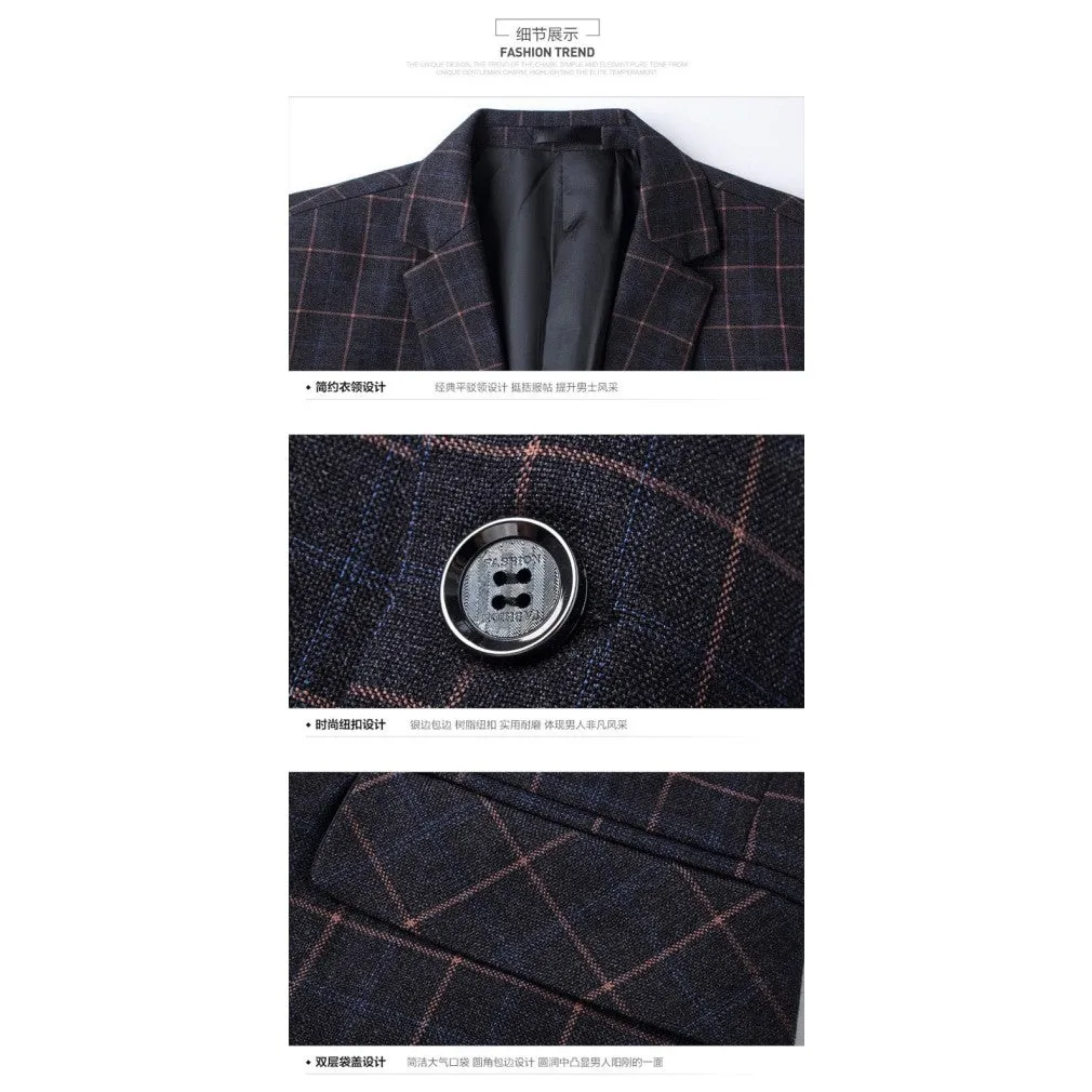 ContiNent 33 Blazers Pants Vest Sets Spring Autumn New Fashion Suits / Men's Casual Business Plaid 3 Piece Suit Jacket Coat Trousers