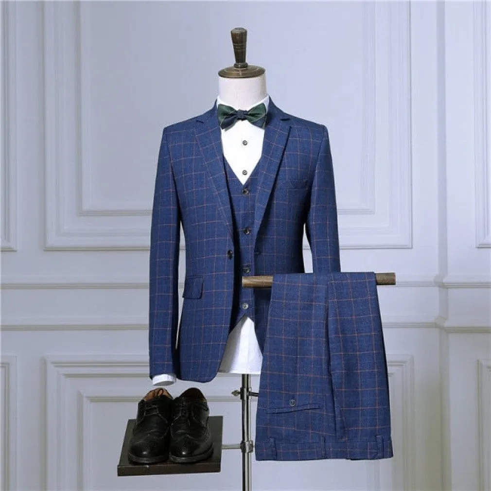 ContiNent 33 Blazers Pants Vest Sets Spring Autumn New Fashion Suits / Men's Casual Business Plaid 3 Piece Suit Jacket Coat Trousers