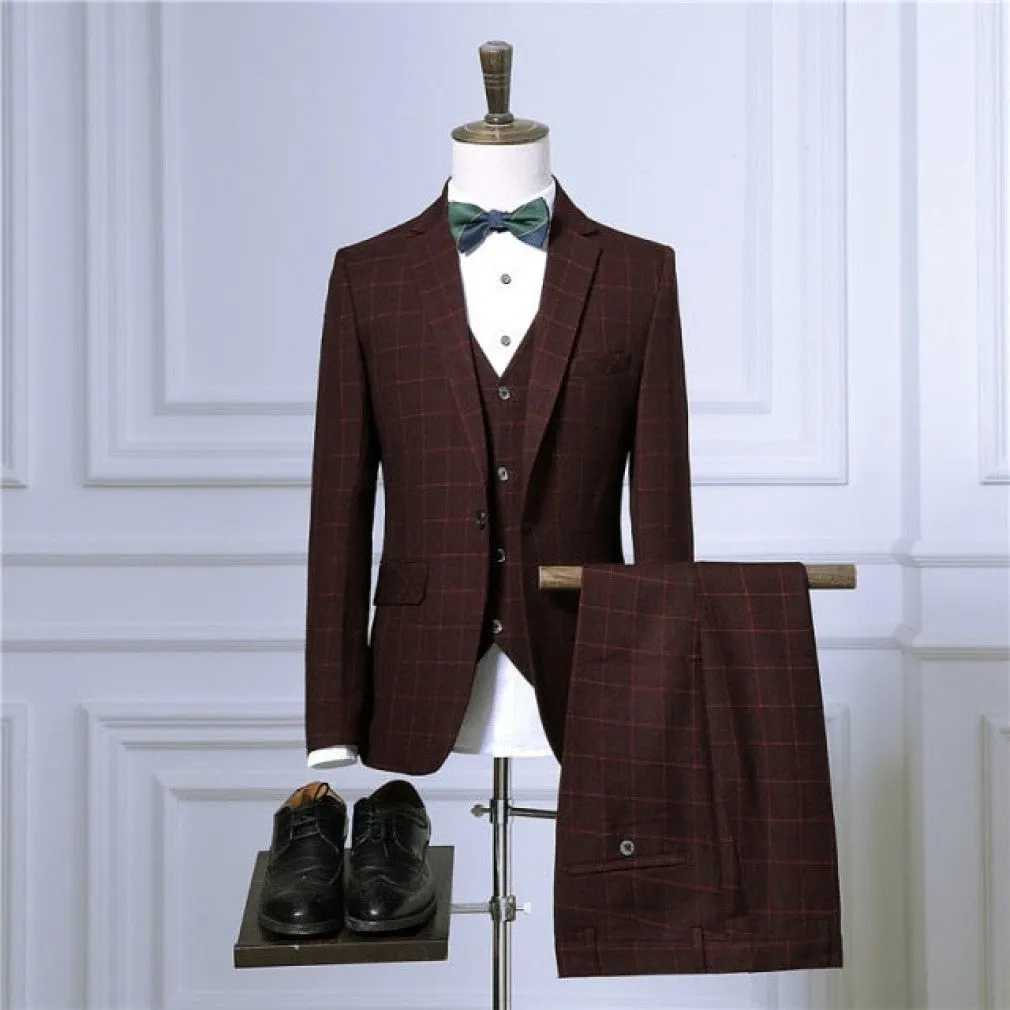 ContiNent 33 Blazers Pants Vest Sets Spring Autumn New Fashion Suits / Men's Casual Business Plaid 3 Piece Suit Jacket Coat Trousers