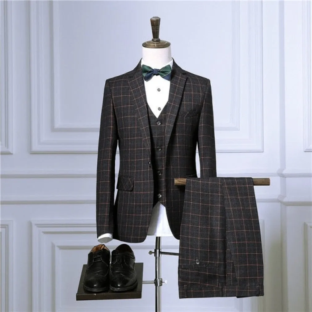 ContiNent 33 Blazers Pants Vest Sets Spring Autumn New Fashion Suits / Men's Casual Business Plaid 3 Piece Suit Jacket Coat Trousers