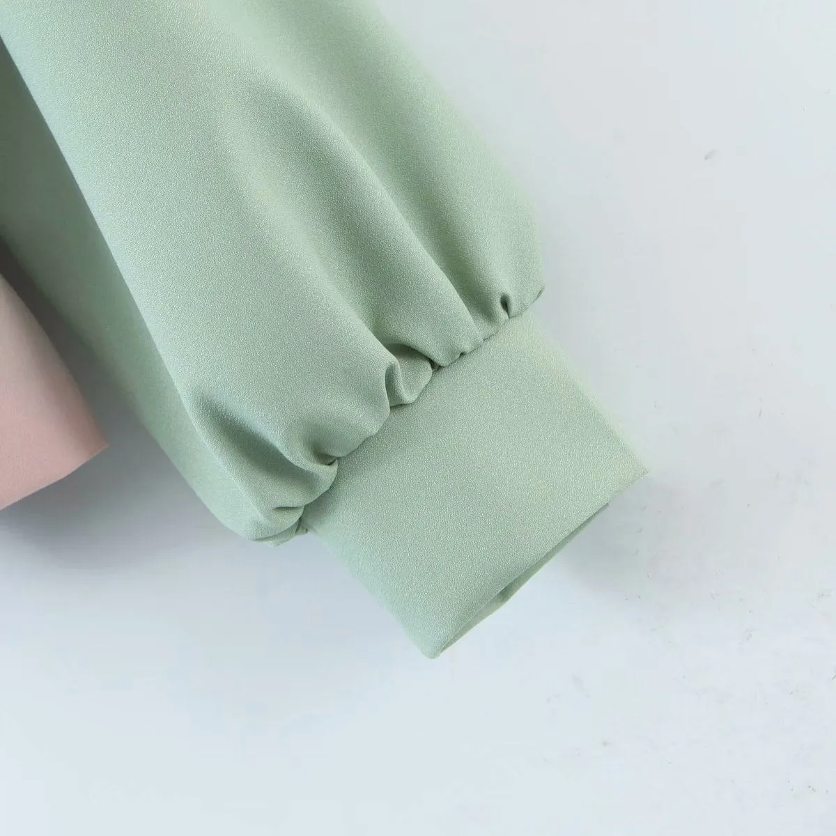 Contrast Lapel Single-breasted Lantern Sleeve Blazers