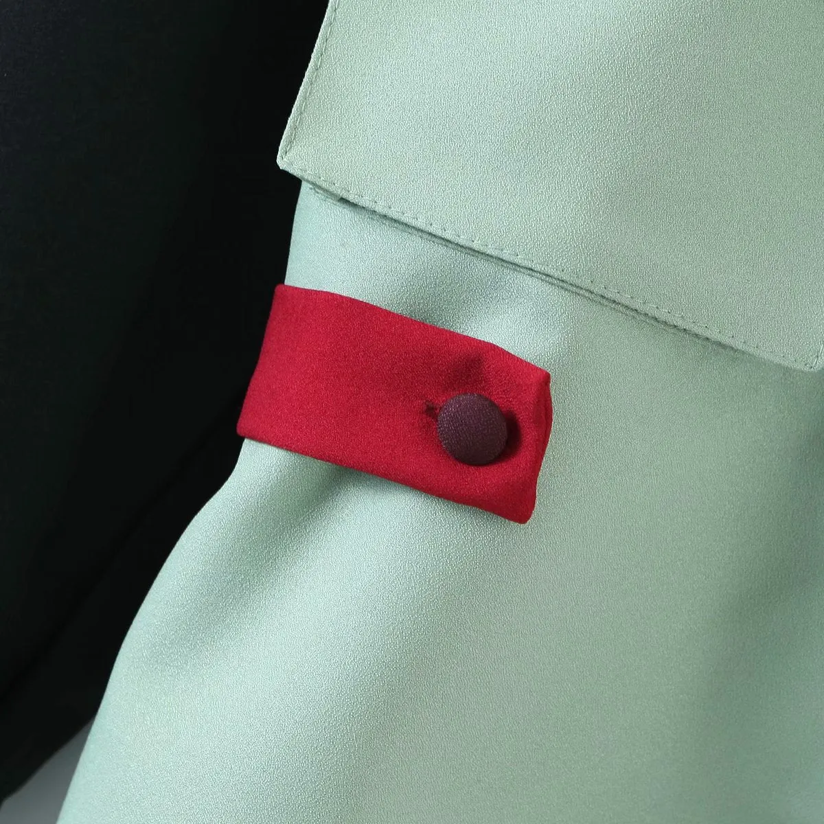 Contrast Lapel Single-breasted Lantern Sleeve Blazers
