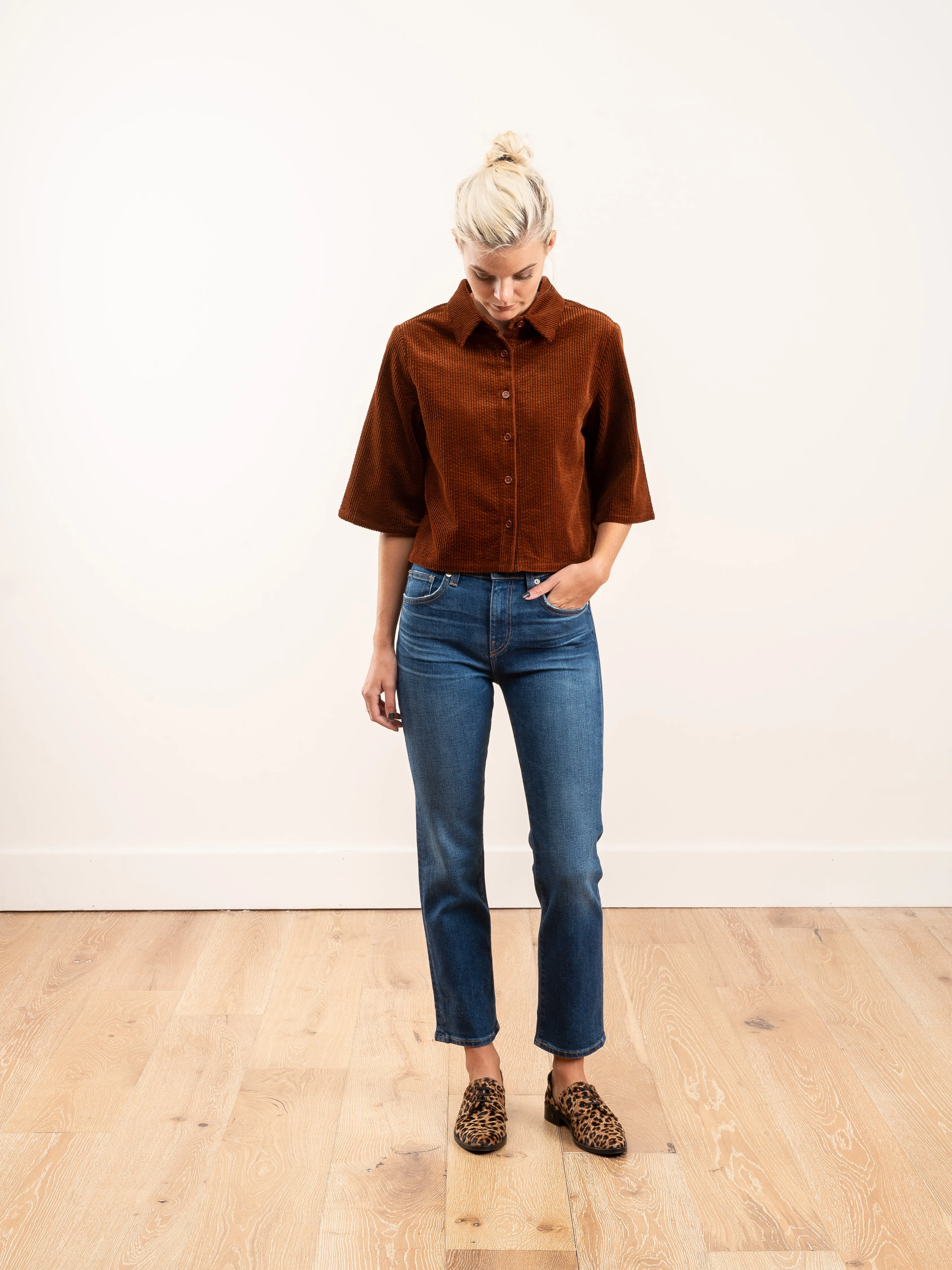 corduroy back pleat - rust