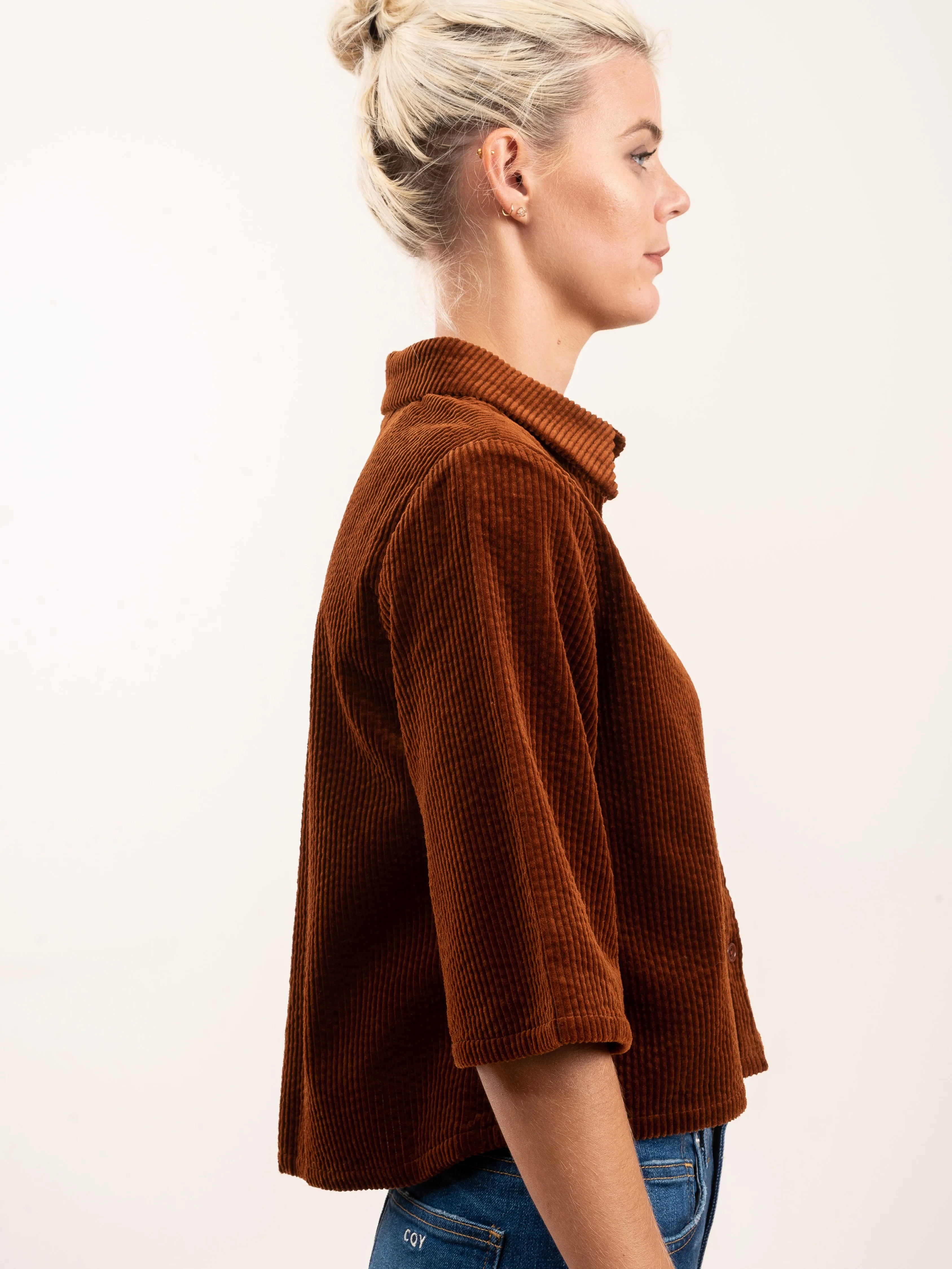 corduroy back pleat - rust