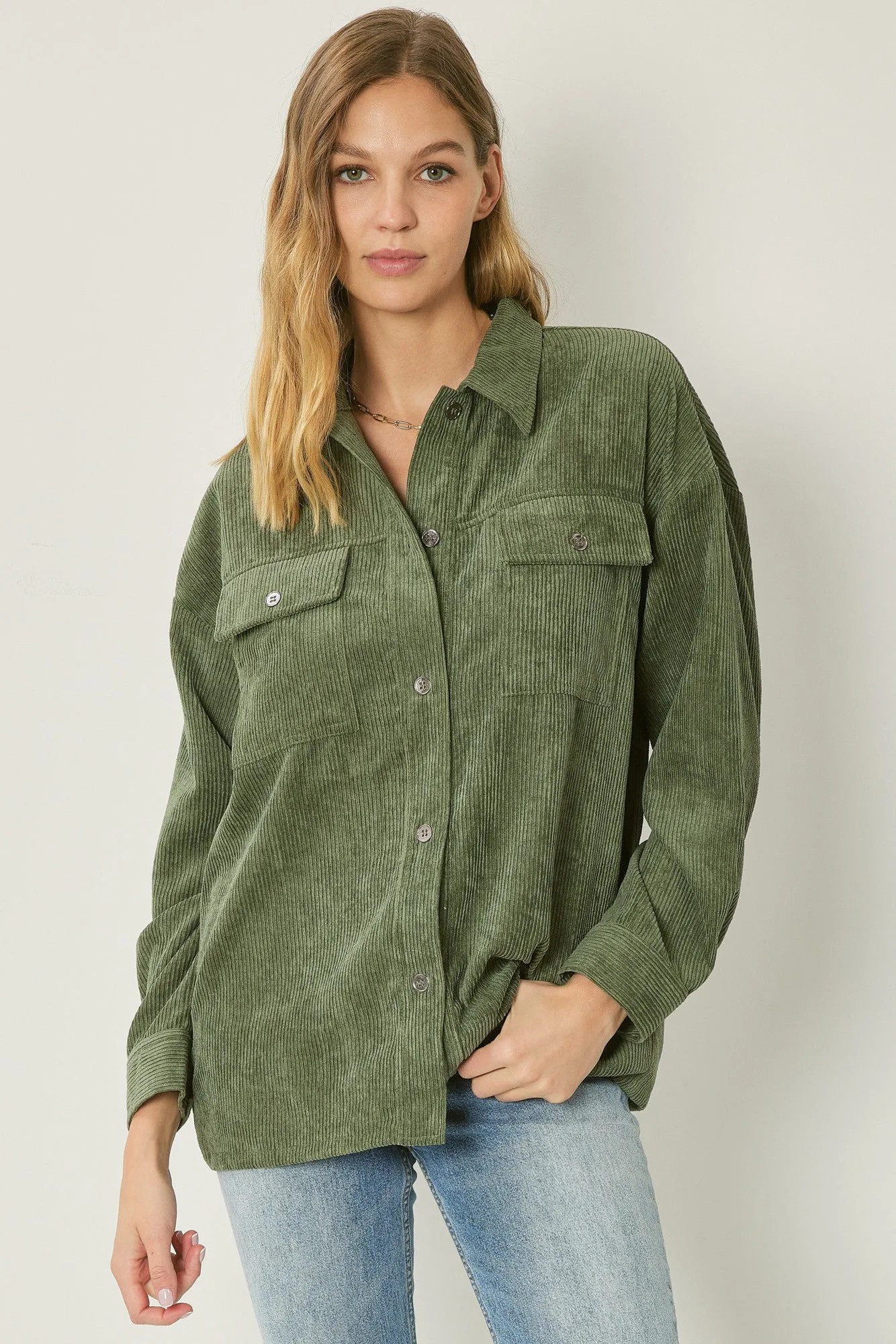Corduroy button down long sleeve