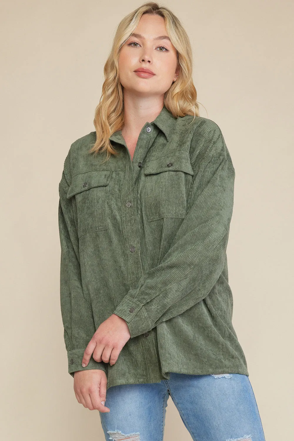 Corduroy button down long sleeve