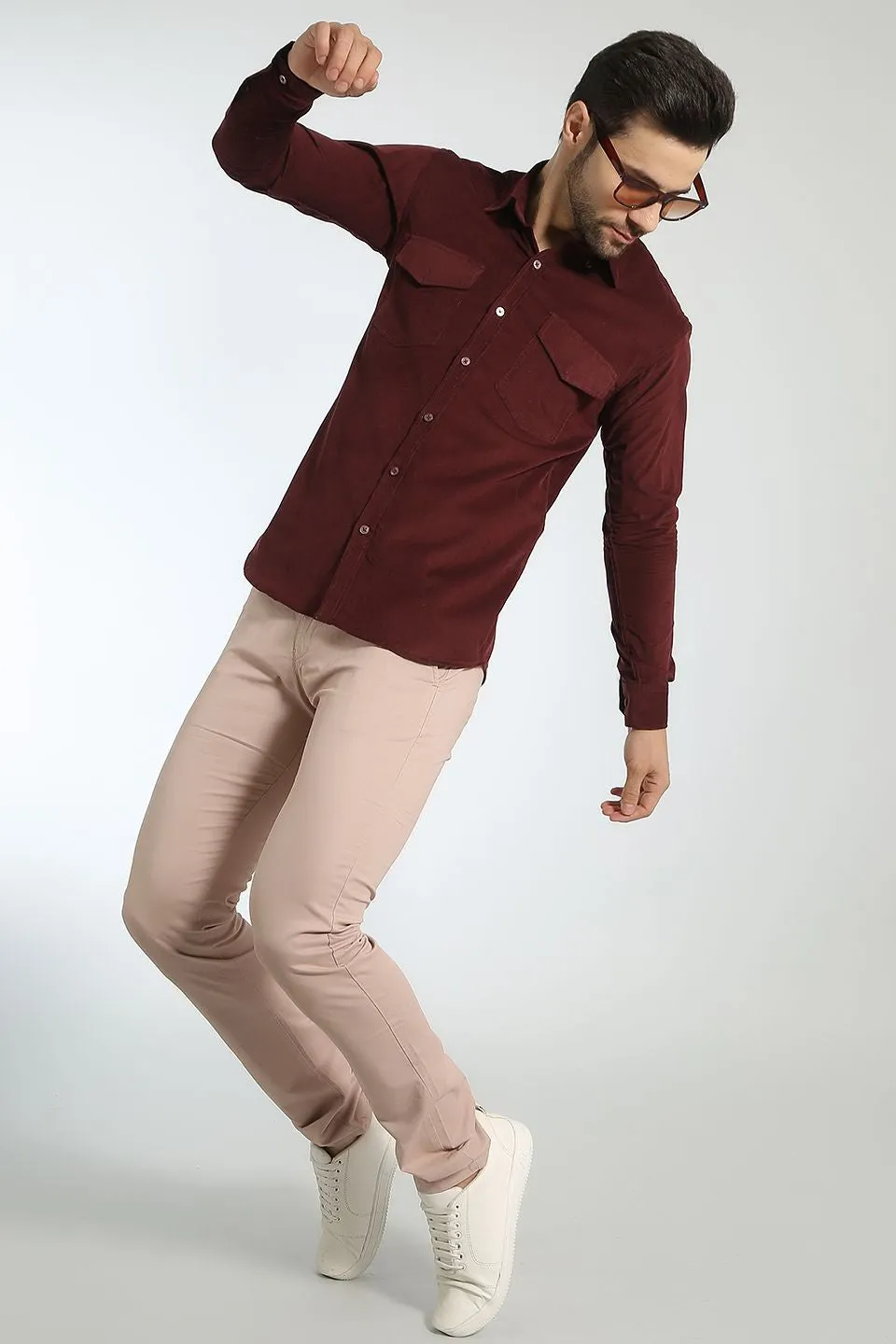 Corduroy Cotton Maroon Shirt