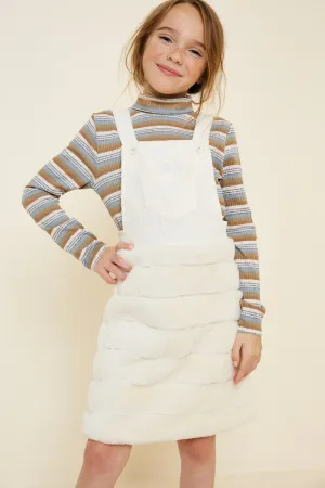 Corduroy Faux Fur Overall Dress