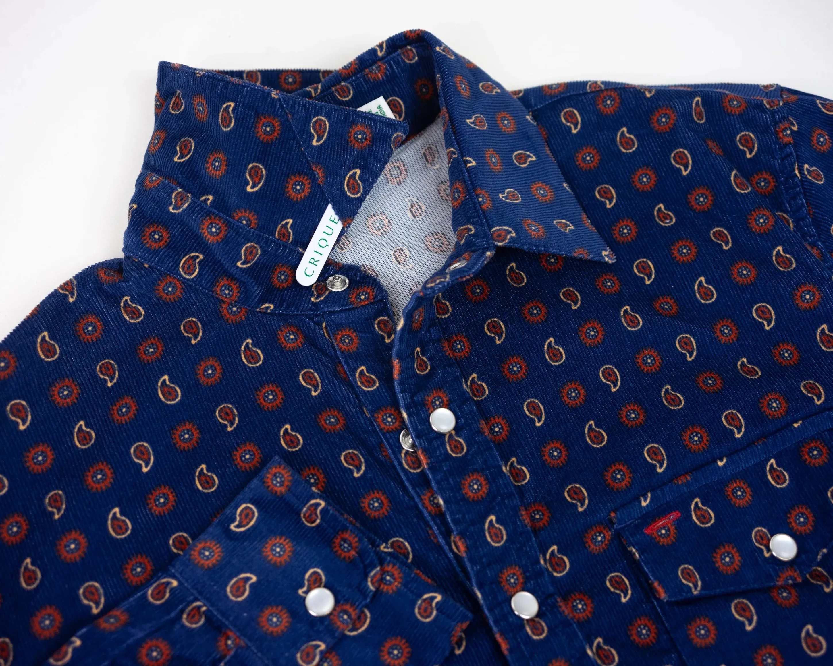 Corduroy Pearl Snap Paisley Print